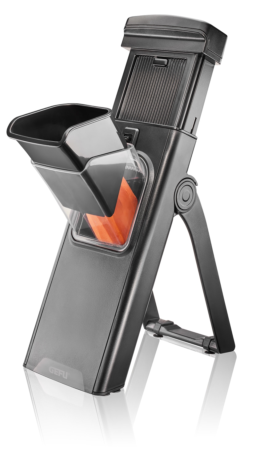 GEFU Gemüsehobel »All-in-One, praktischer Gemüse-Hobel, sparsam verstaubar« leichtes Verstellen der Klingen durch Drehräder auf der Rückseite