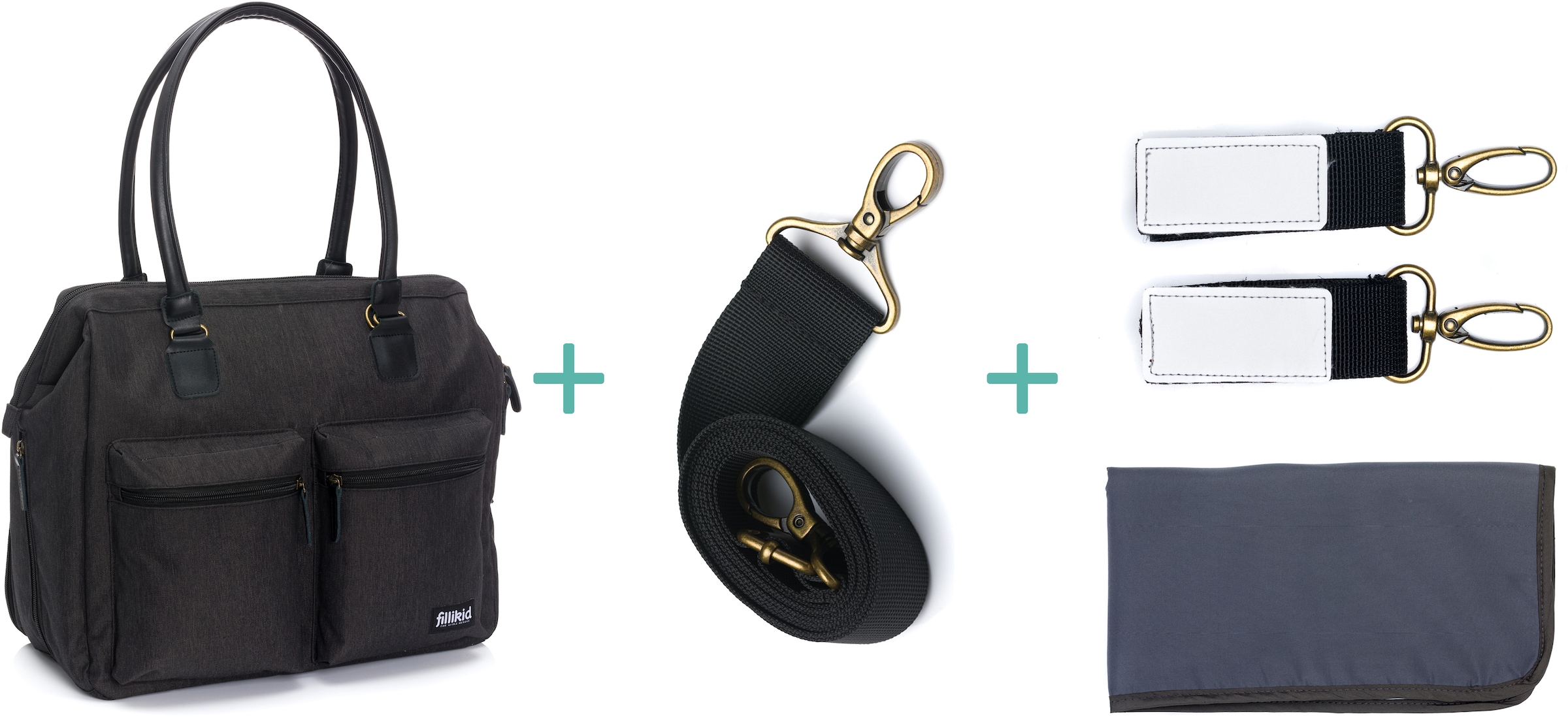 Fillikid Wickeltasche »Oxford, schwarz«, mit Wickelunterlage