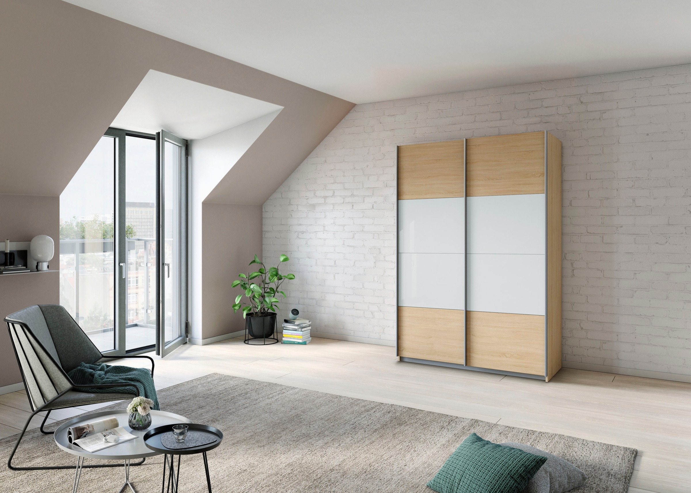 rauch Schwebetürenschrank »Quadra Bestseller Schlafzimmerschrank in vielen Breiten«, Kleiderschrank Garderobenschrank Schrank mit Glaselementen
