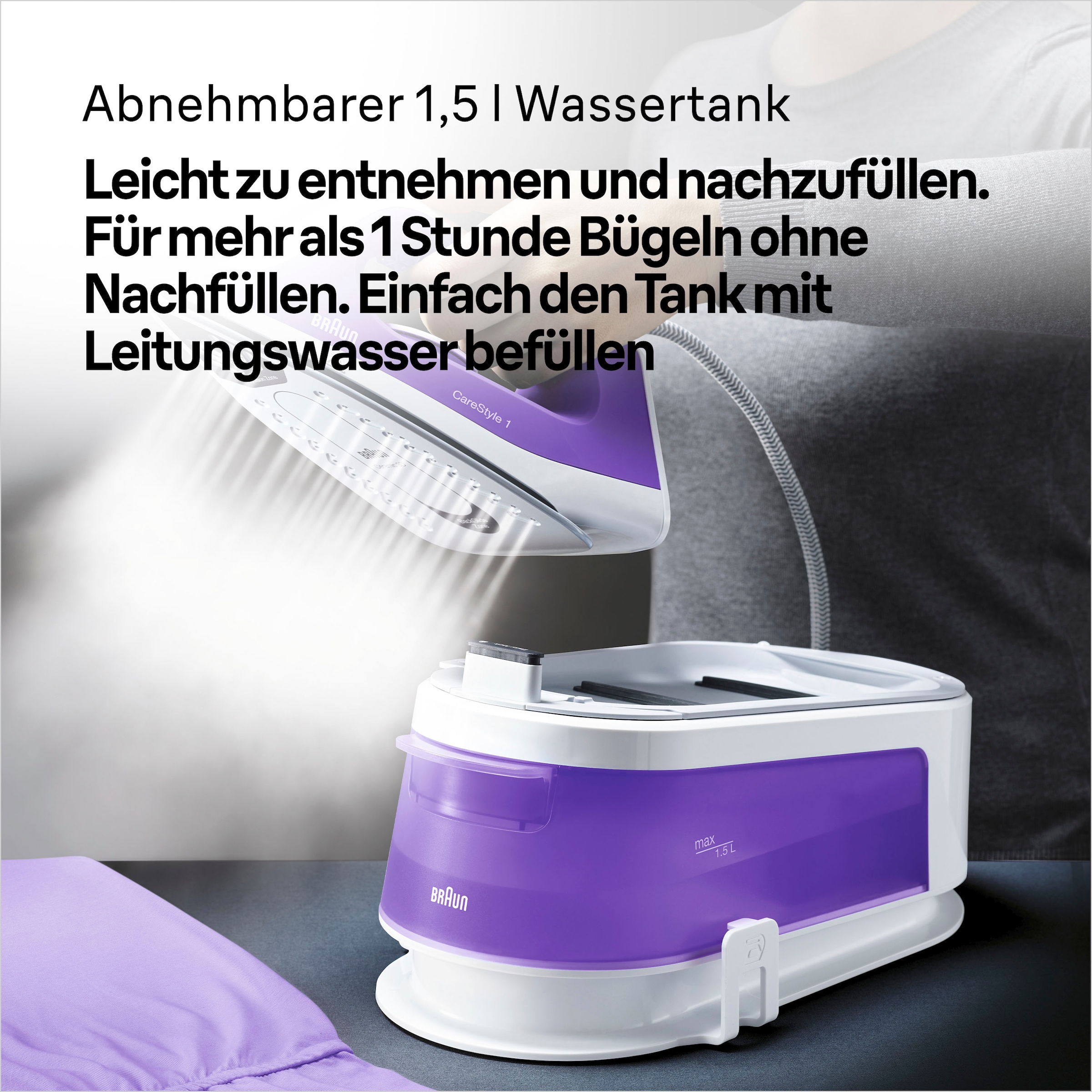 Braun Dampfbügelstation »CareStyle 1 IS1014VI Dampfbügelstation, Weiß/Violett«