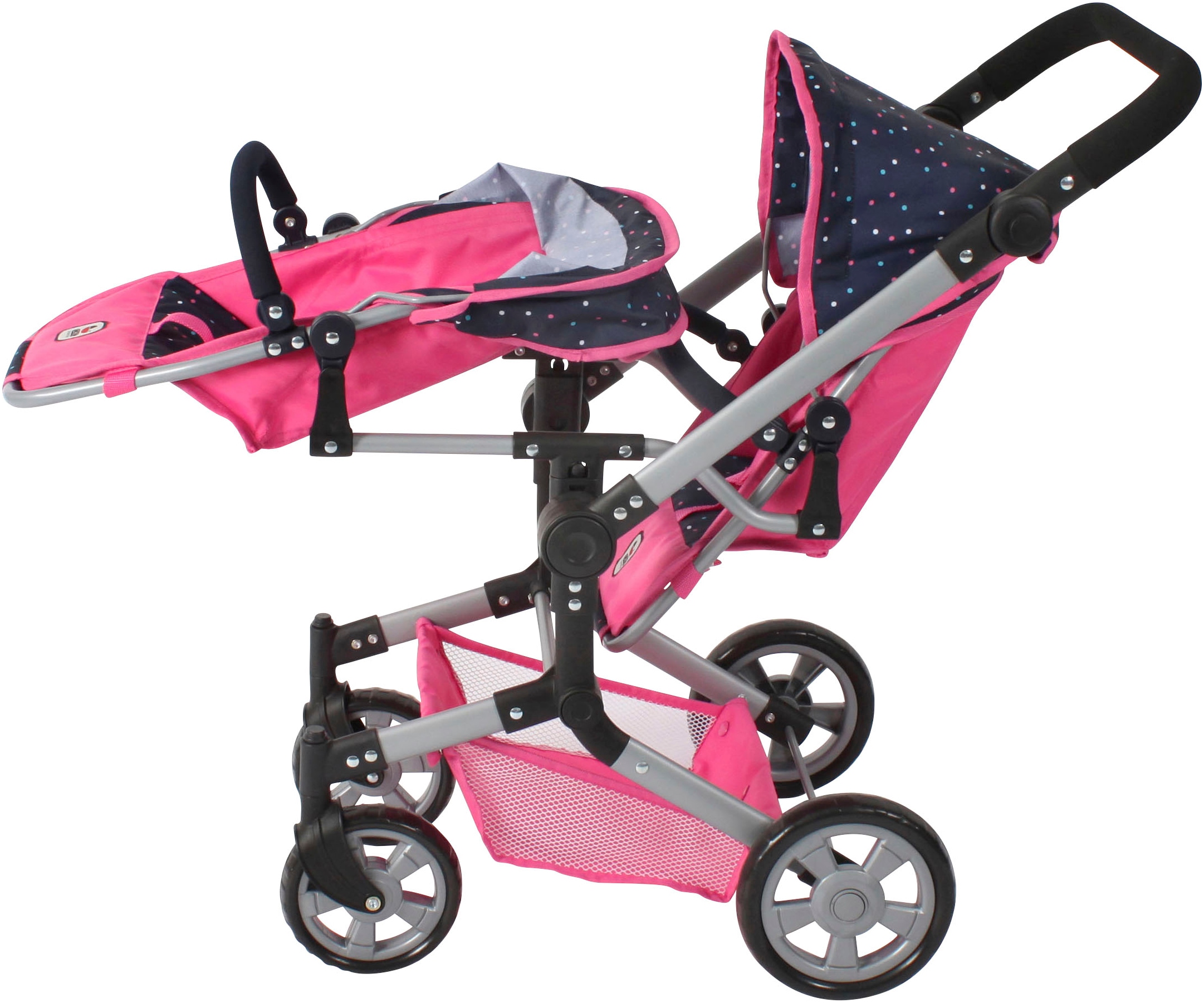 CHIC2000 Puppen-Zwillingsbuggy »Linus Duo, Konfetti«, mit zwei abnehmbaren, bis in Liegeposition verstellbaren Sportsitzen