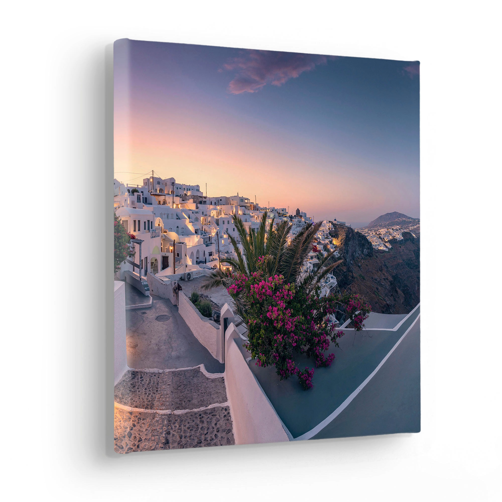 Komar Leinwandbild »Fira to Oia - Größe 30 x 30 cm«, Baum-Blätter-Natur-Berge-Blumen-Foto-Jahreszeiten-Landschaft-Meer-Strand-Palmen, (Packung, 1 St.), Keilrahmenbild mi Echtholzrahmen