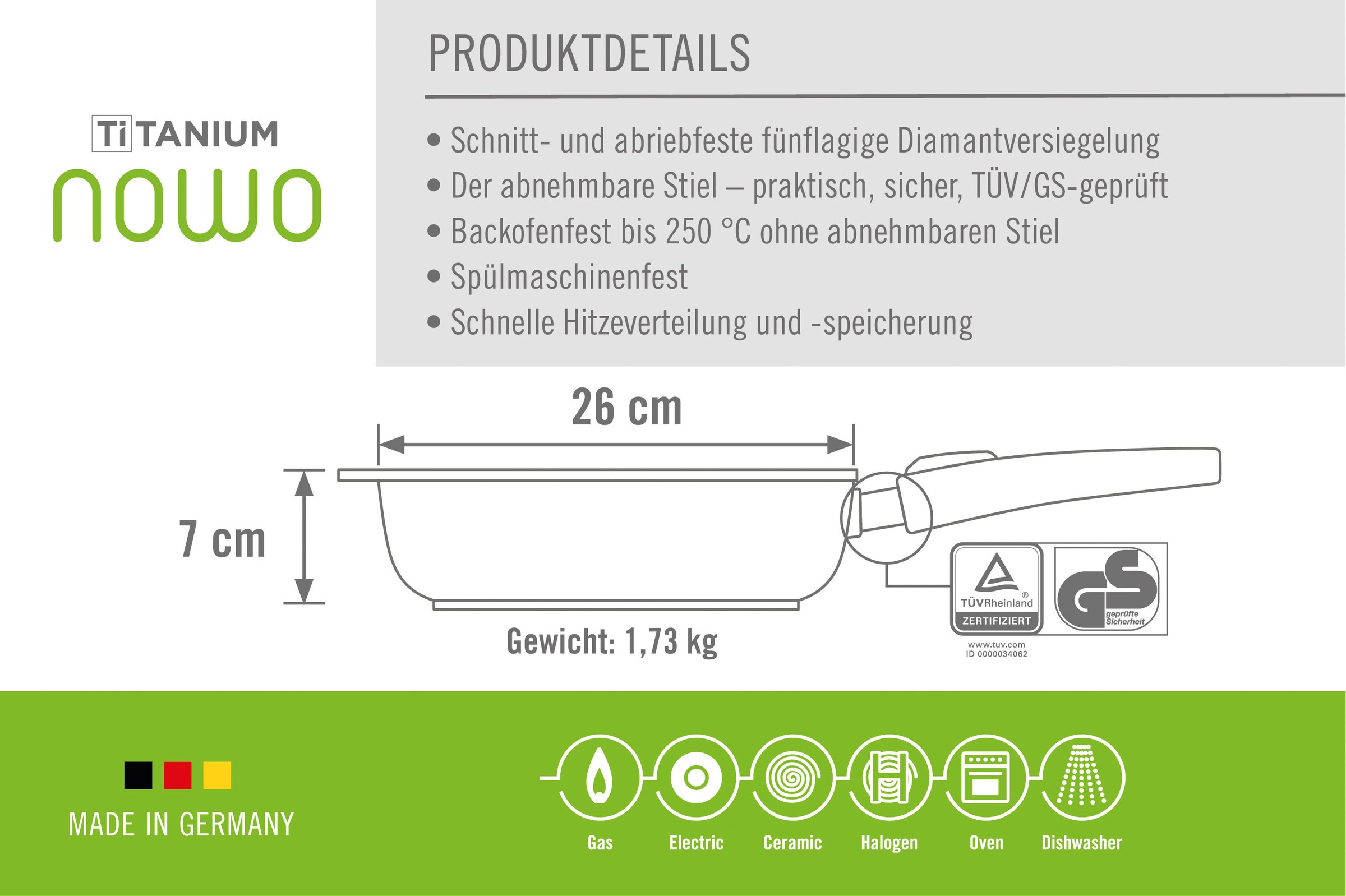 WOLL MADE IN GERMANY Bratpfanne »Nowo Titanium«, Aluminiumguss, (1 tlg.), Made in Germany