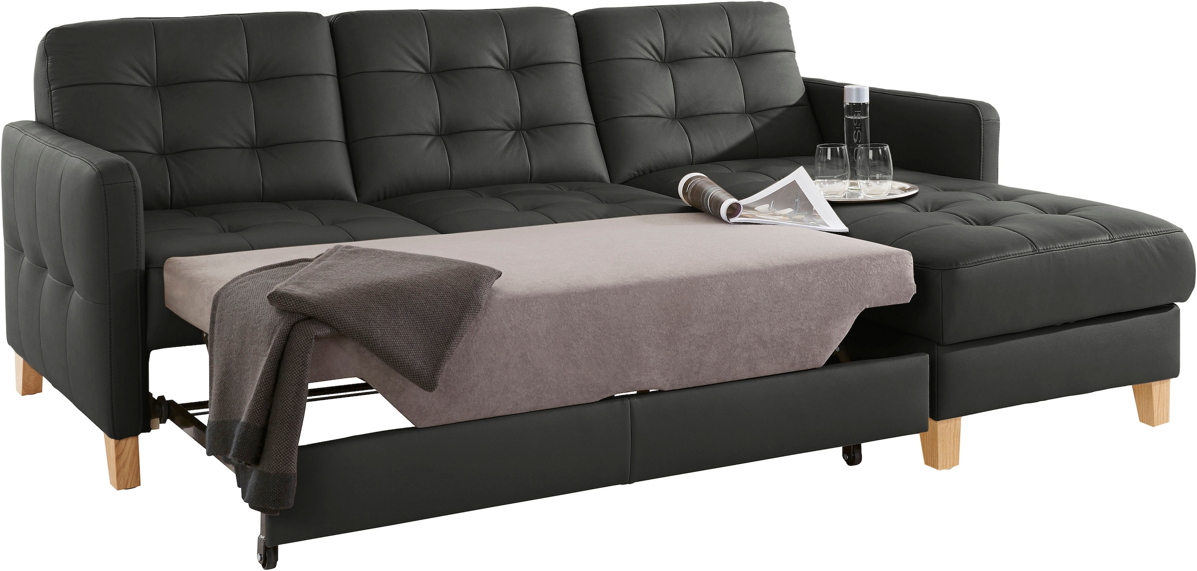 exxpo - sofa fashion Ecksofa »Elio, kompakt und komfortabel, bequem und zeitloses Design, L-Form«, wahlweise mit Bettfunktion