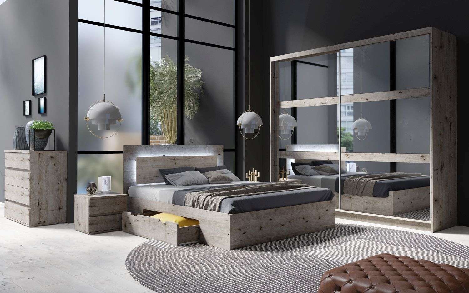 Home affaire Nachttisch »PRESSAC Nachtkommode mit 2 Schubladen, Set 2 Stücke« Set, zwei Stücke,  Set, 2 St., zwei Stücke, Nachtschränke, Maße B/T/H: 46,4/40,8/42,5cm