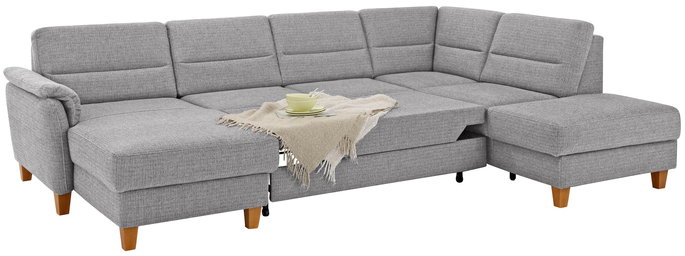 Home affaire Wohnlandschaft »Palmera U-Form«, Federkern, wahlweise mit Bettfunktion und mit/ohne Stauraum