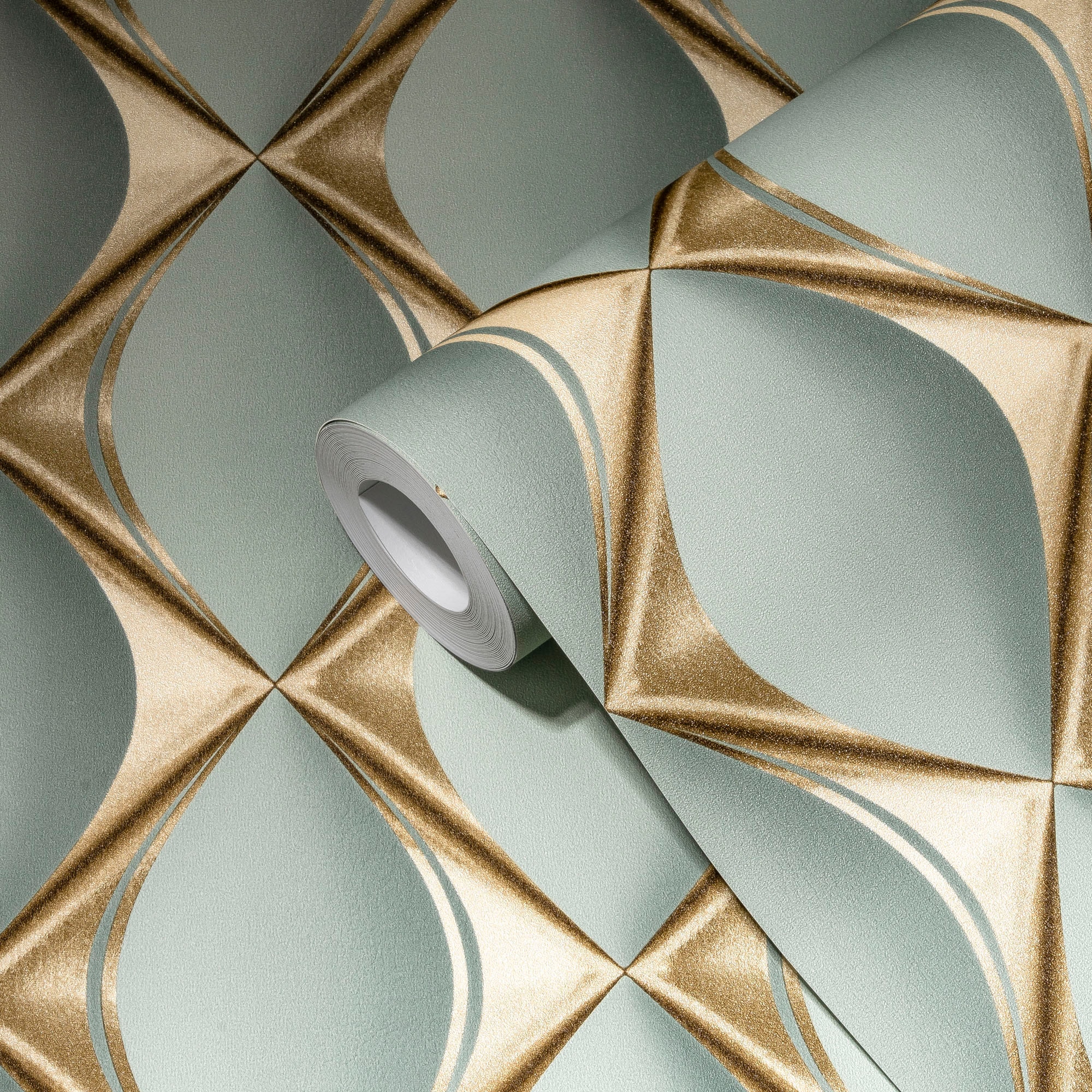 living walls Vliestapete »My Home My Spa«, 3D-Optik-metallic-geometrisch, Design Tapete 3D Effekt Tapeten Wohnzimmer Schlafzimmer Küche Design
