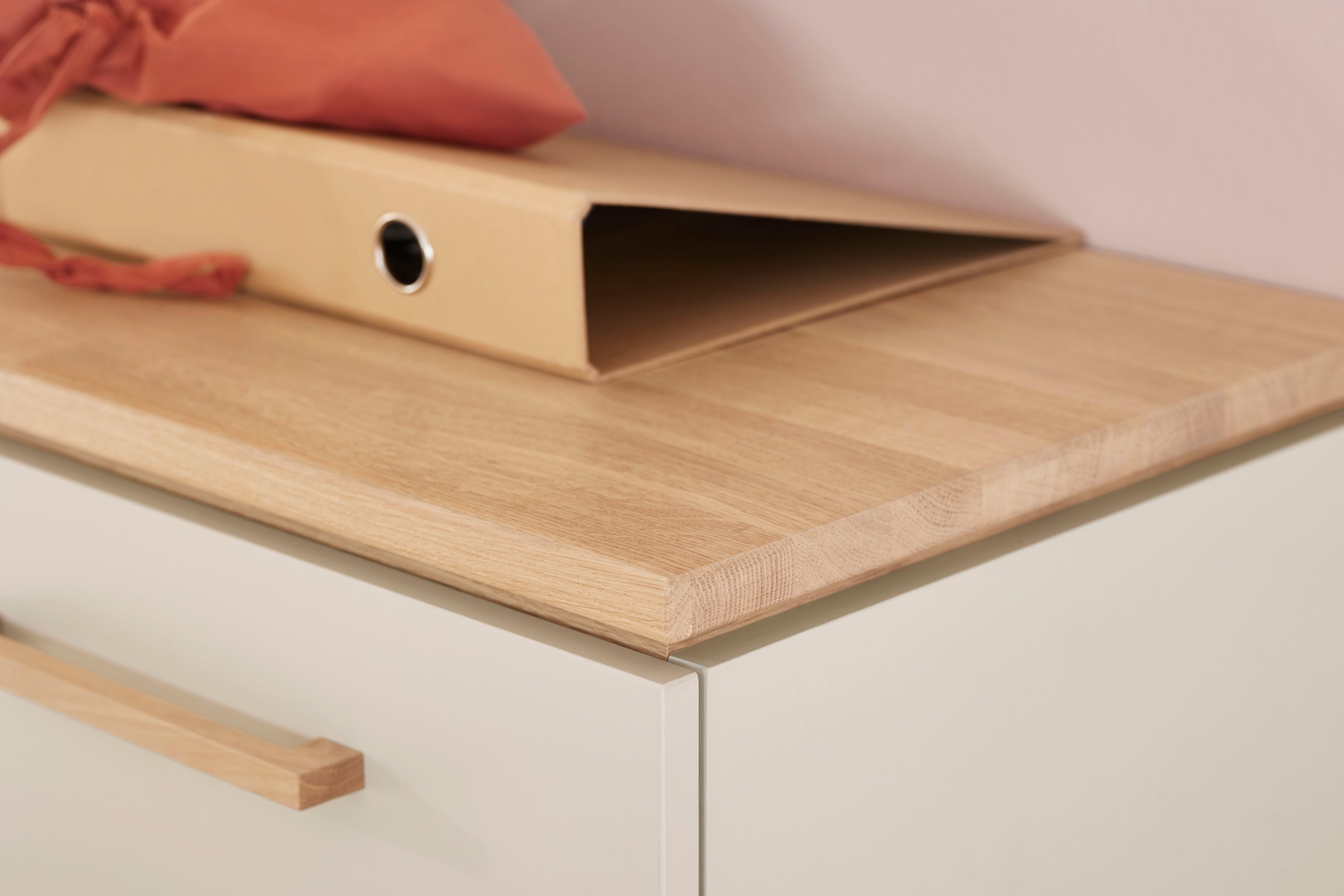 PAIDI Highboard »STIENE in Beige oder Grau, 2 Schubladen und 2 Türen mit Soft-Close« B/H/T ca. 95/123/40cm,  stabiles Regal mit Massivholz, Standregal, geprüfte Qualität