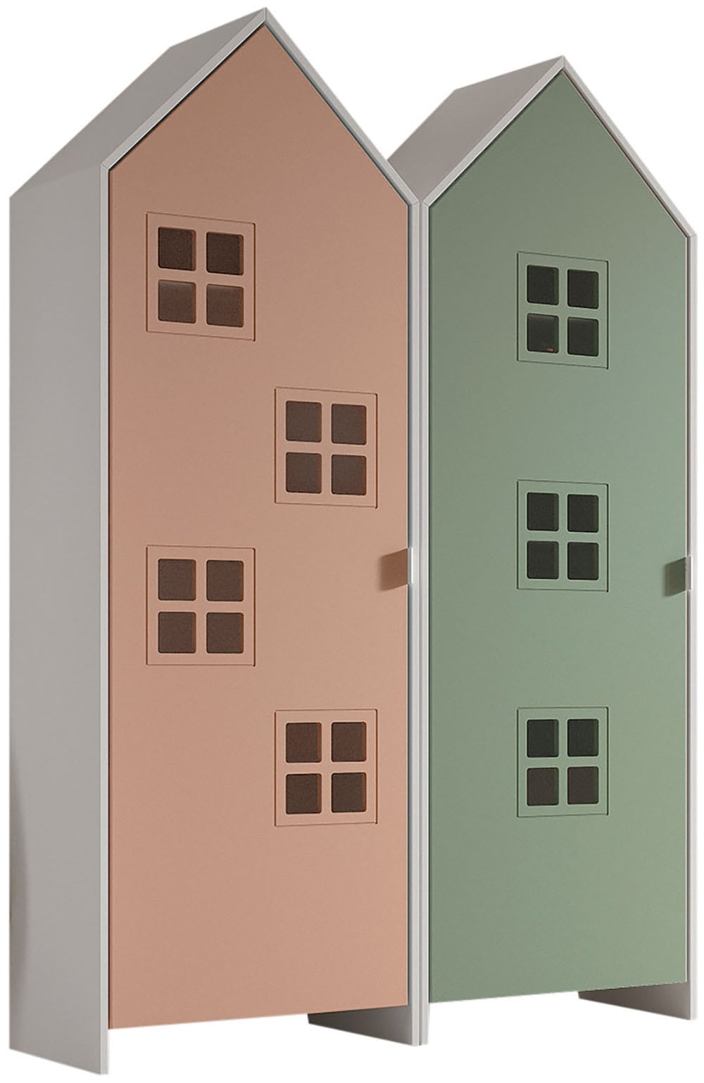 Vipack Kleiderschrank »Set Casami Bruges in trendigem Design, 2 Kleiderschränke« Schranktüren in verschiedenen Farbkombinationen und Fensteranordnungen, 2 Stk. tlg. variable Anordnung, Kleiderschränke mit Böden und Kleiderstange
