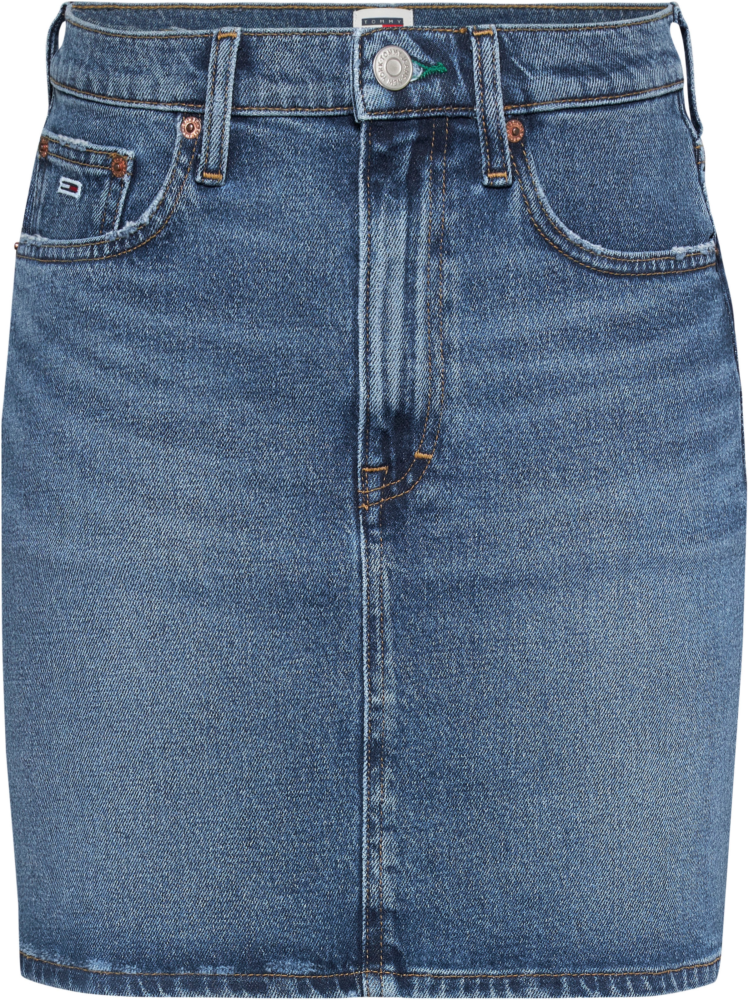 Tommy Jeans Jeansrock »MOM UH SKIRT AH6158«, Webrock mit Logopatch
