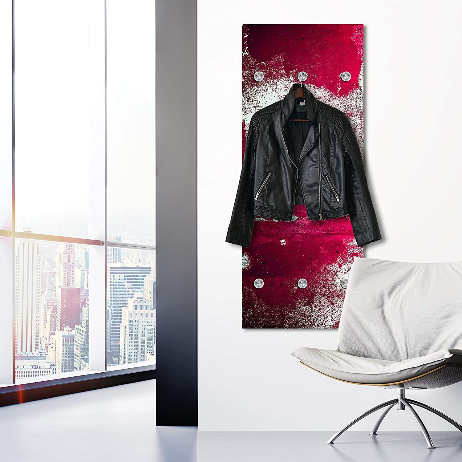 queence Garderobenleiste »Alaula«, Wand Garderobe, wischtechnik, Beton Optik, clean, platzsparend