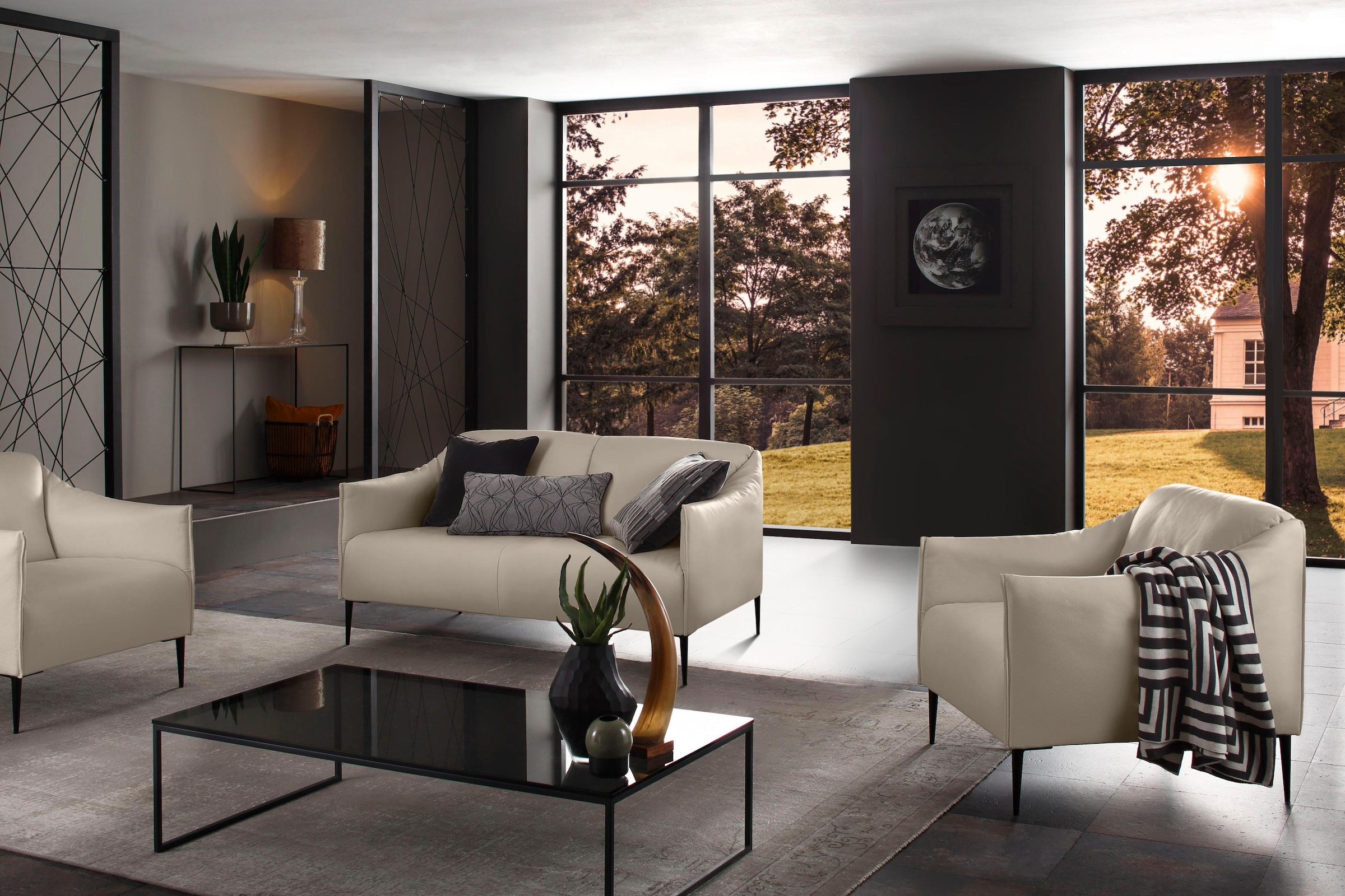 W.SCHILLIG 2-Sitzer »sally« mit Metallfüßen in Schwarz pulverbeschichtet, Breite 154 cm