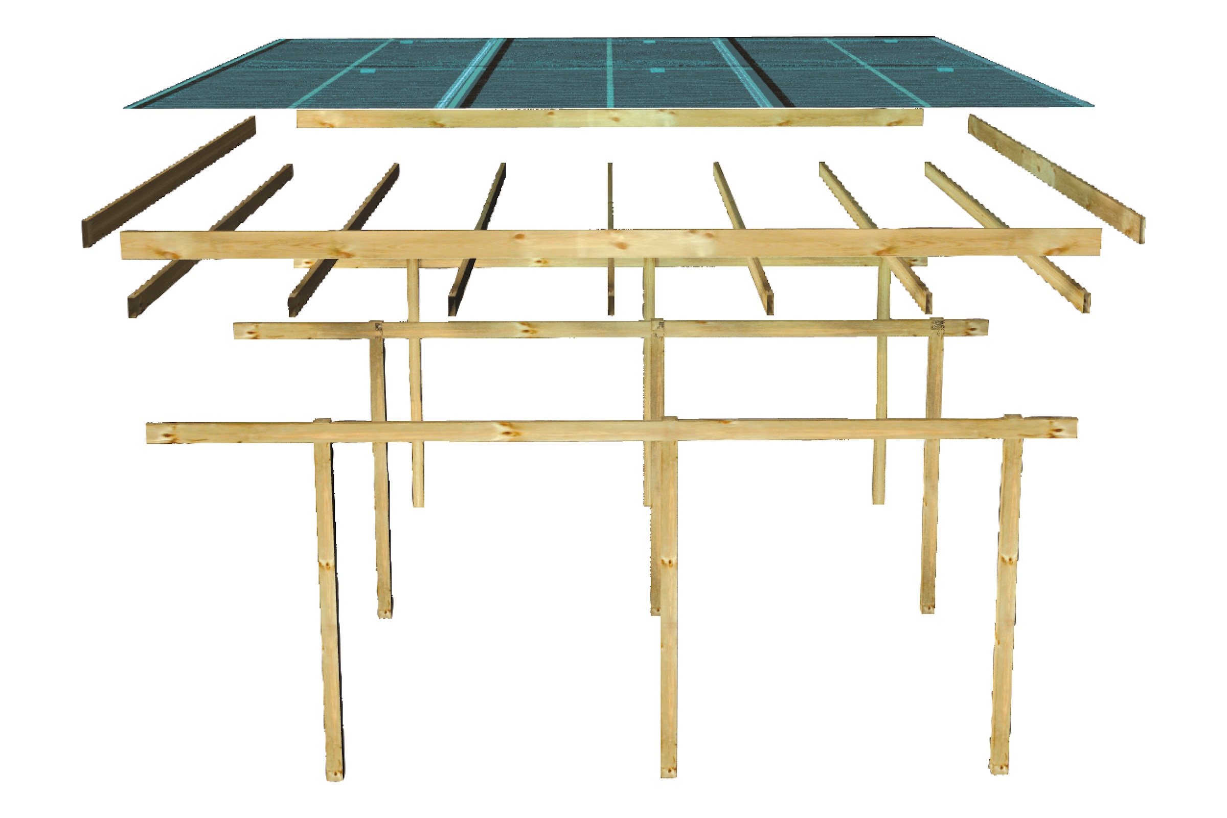 Karibu Doppelcarport »»ECO 2 SET« Variante B, AKTION kdi«, Masivholz, 509 cm, KDI, mit integriertem Abstellraum groß, 1 Rückwand