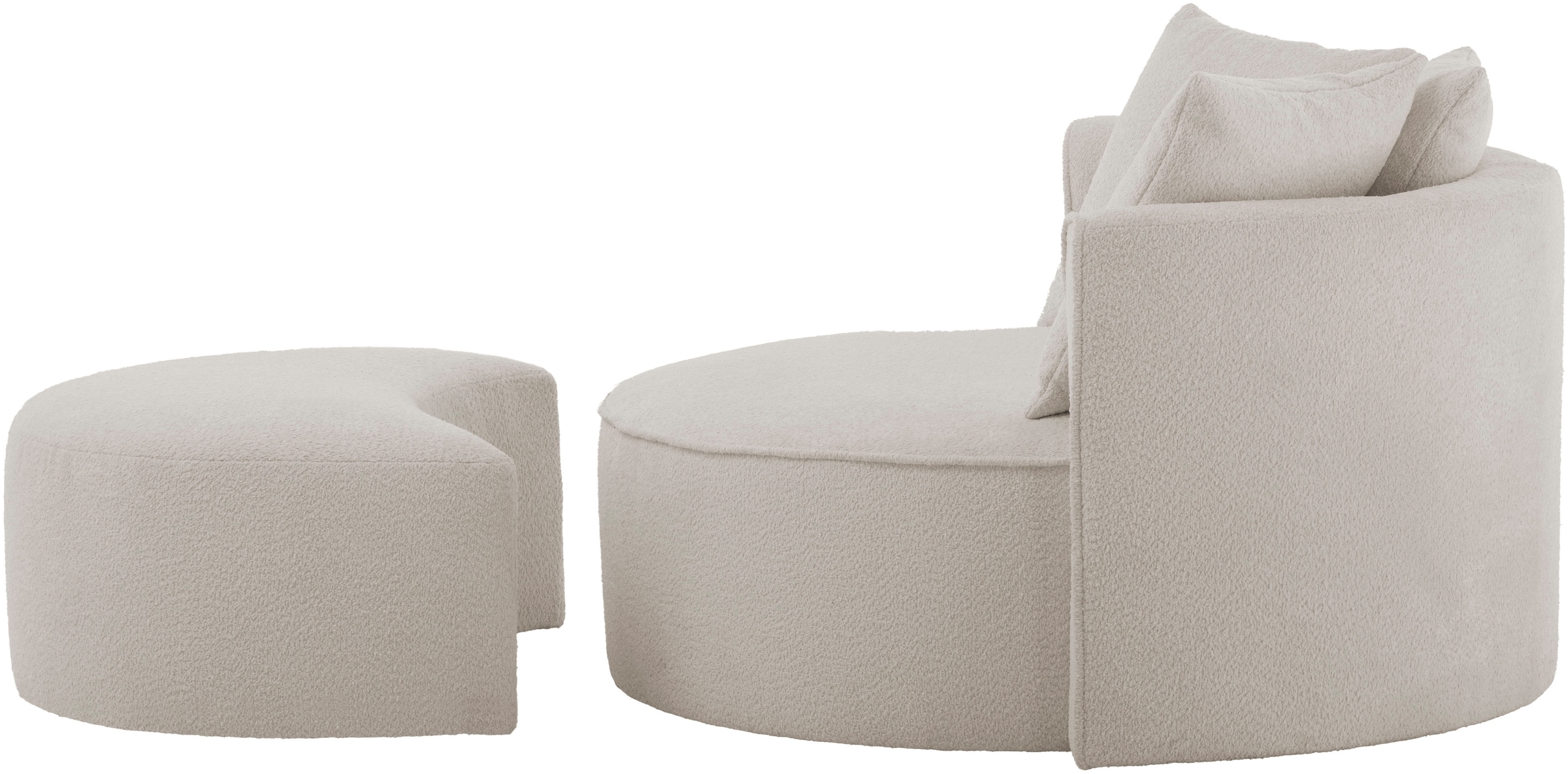 LeGer Home by Lena Gercke XXL-Sessel »Isalie, Rundsessel mit Hocker, Lesesessel, Loveseat, Big-Sessel«, (Set), trendige Stoffe, mit 3 Zierkissen, große Sitzfläche