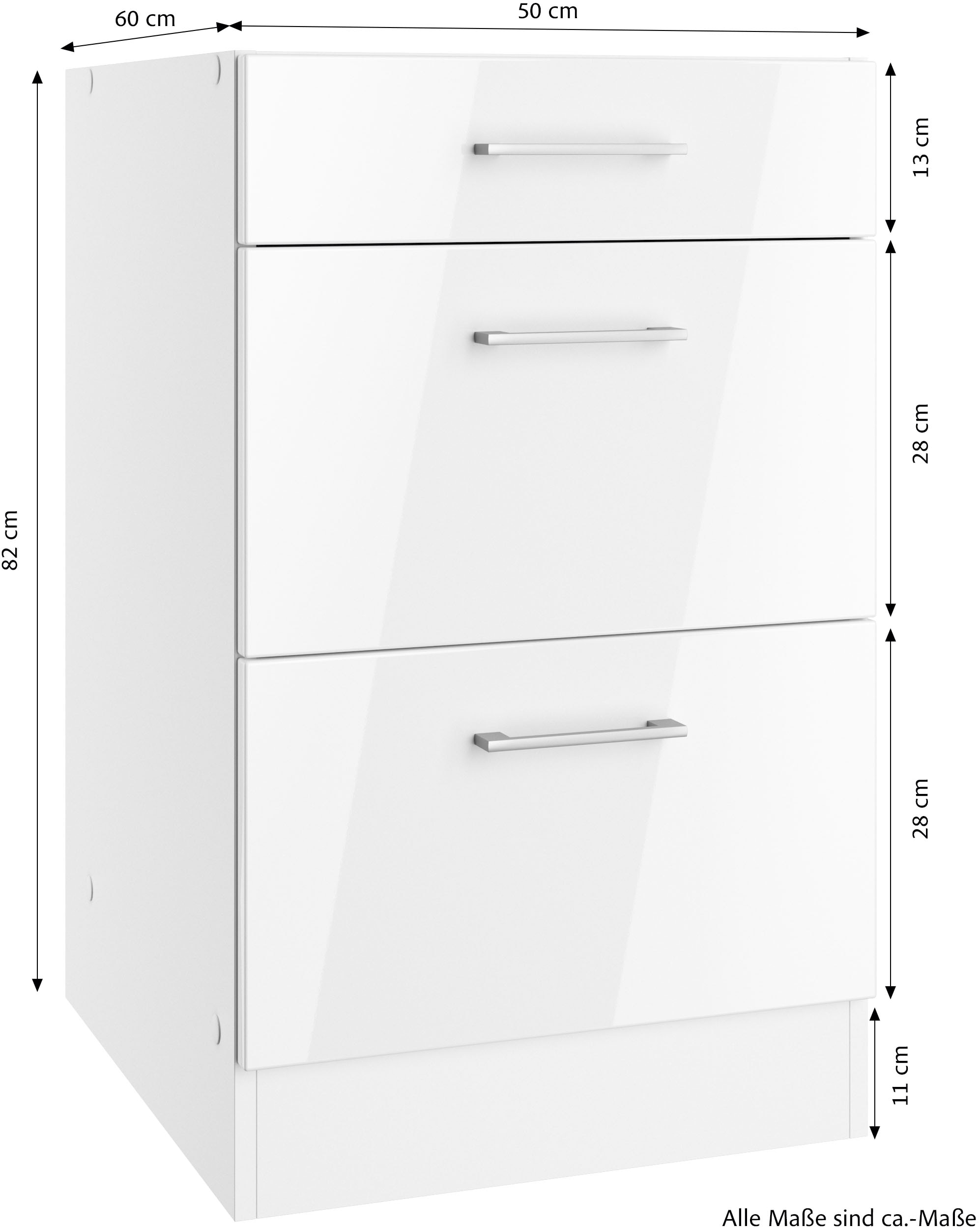 KOCHSTATION Unterschrank »KS-Milan«, HELD Möbel, Auszugschrank 50 cm, matte oder hochglänzende Fronten