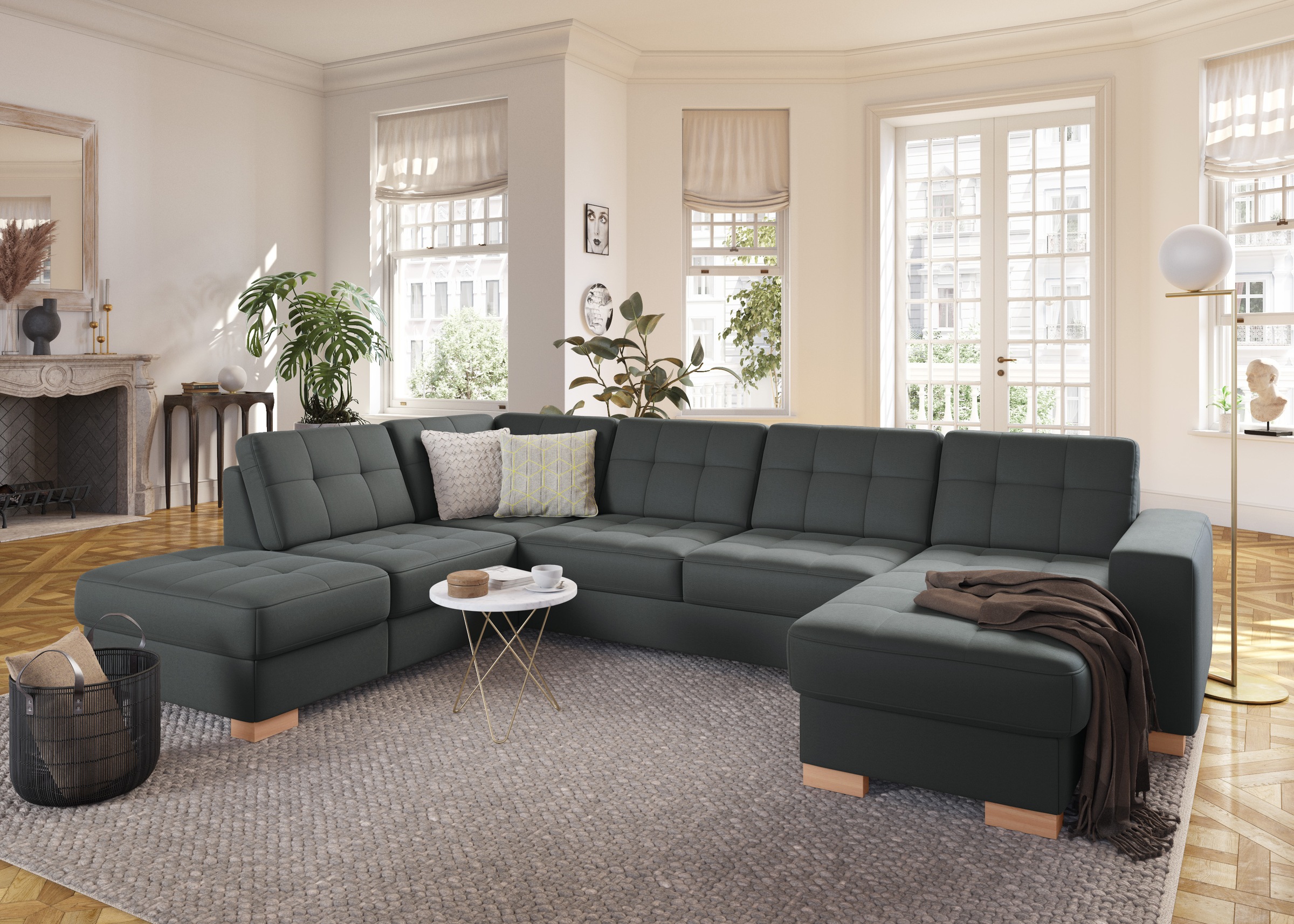 sit&more Wohnlandschaft »Quincy U-Form«, wahlweise mit Bettfunktion und Bettkasten