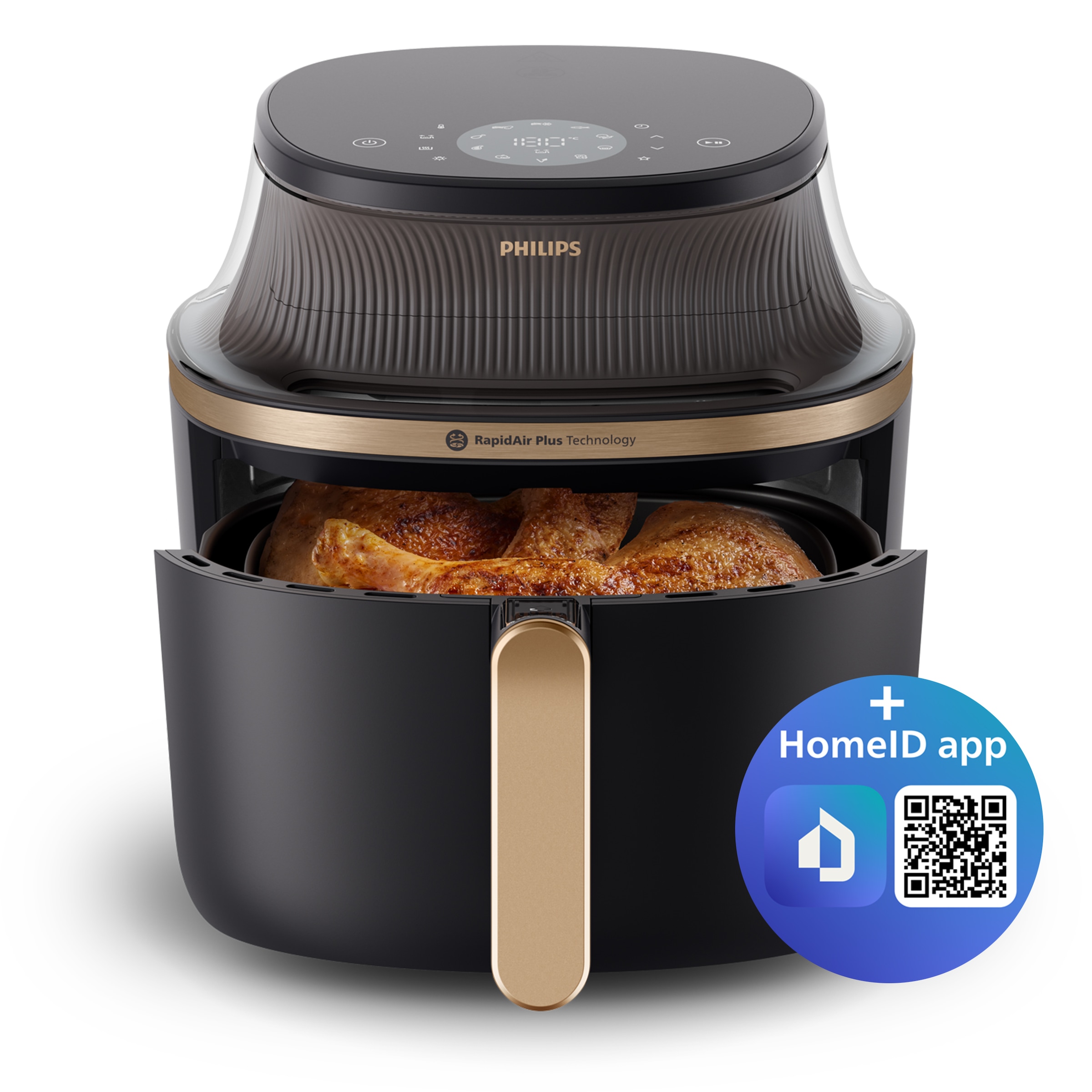 Philips Heißluftfritteuse »Airfryer 3000 NA332/00, mit 6.2L, Sichtfenster«, 1700 W, RapidAir Plus Technologie und 16 Kochfunktionen; Schwarz/Kupfer