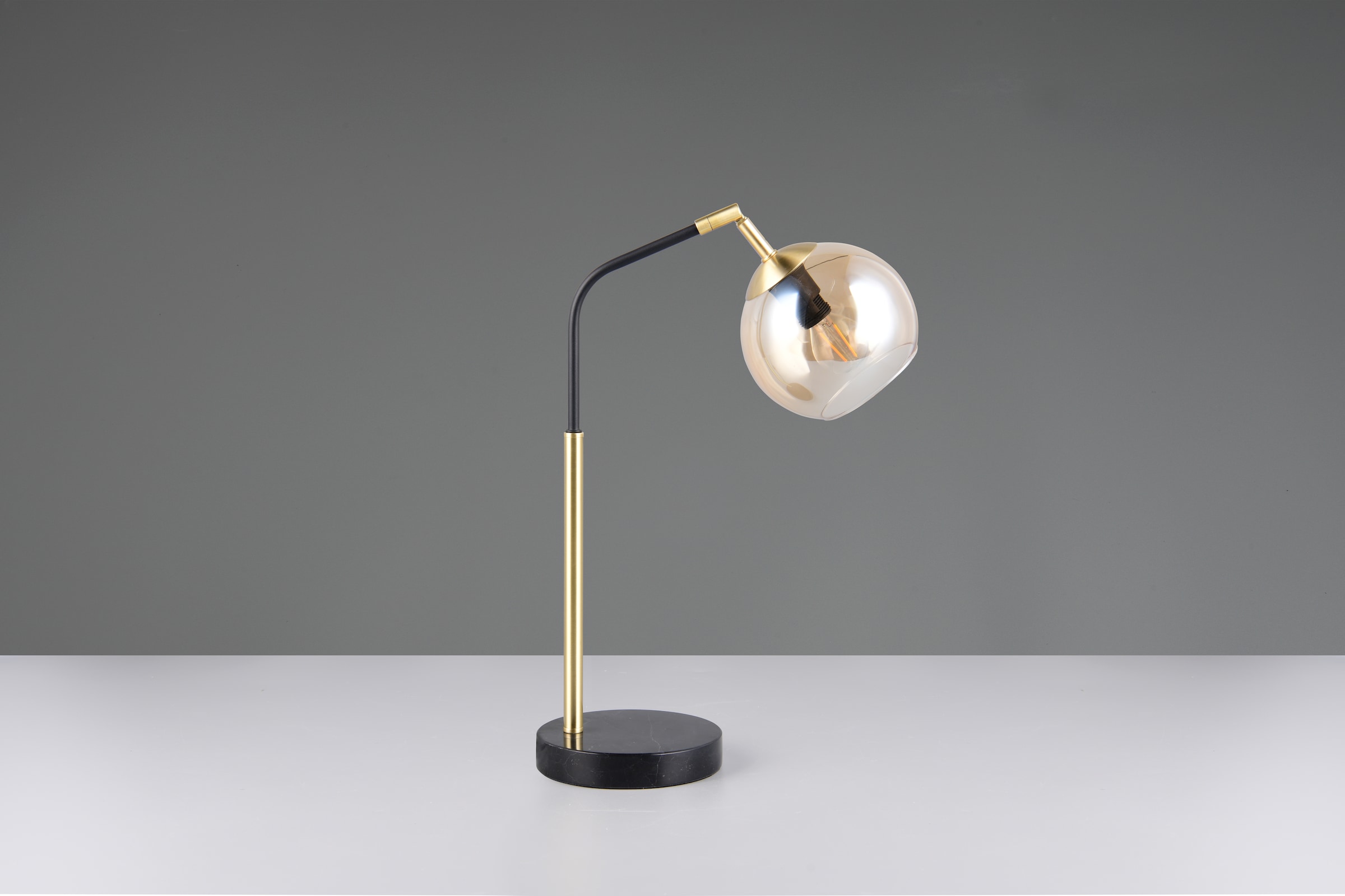 TRIO Leuchten Schreibtischlampe »PAXTON, exkl. 1x E14 max 10W, Leseleuchte Nachttischlampe«, 1 flammig, Leuchtmittel E14 | Leuchtmittel wechselbar, mit Glas Lampenschirm, Schnurschalter, Höhe 45 cm, Tiefe 28 cm