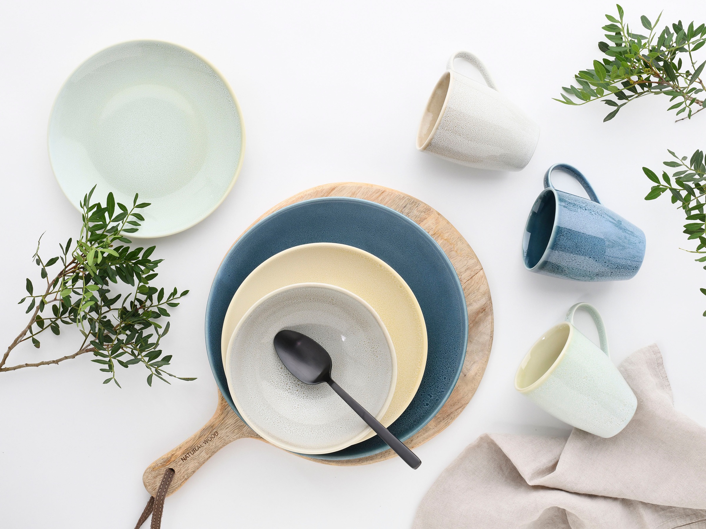 CreaTable Kombiservice »Geschirr-Set Reactive«, (Set, 16 tlg., Kaffeeservice und Tafelservice im Set, für 4 Personen), Service, nostalgische Spezialglasur, 16 Teile, für 4 Personen
