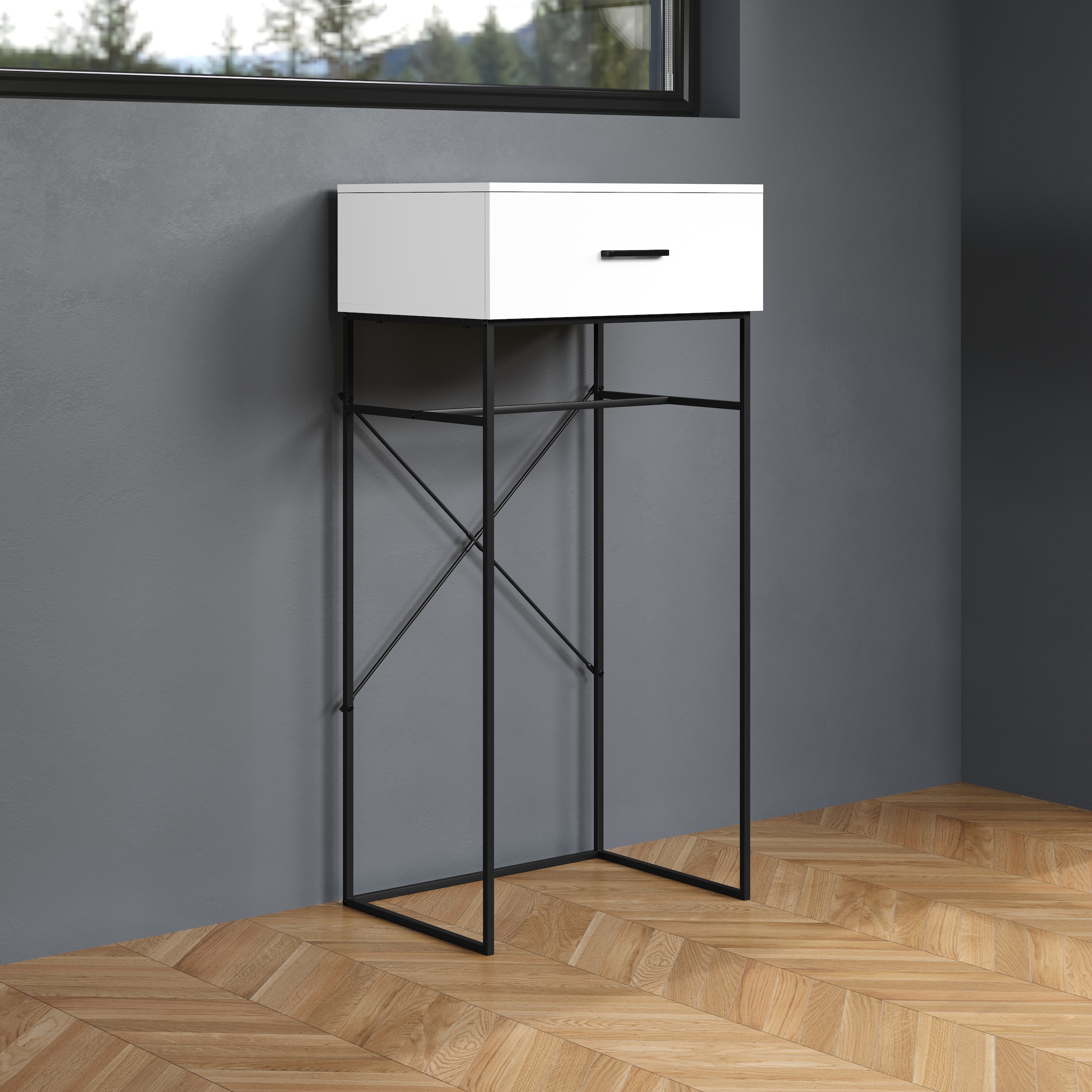 INOSIGN Beistelltisch »Sterling«, (1 St.), Konsolentisch mit Schublade und integrierter Aufhängung - 60/48/132 cm