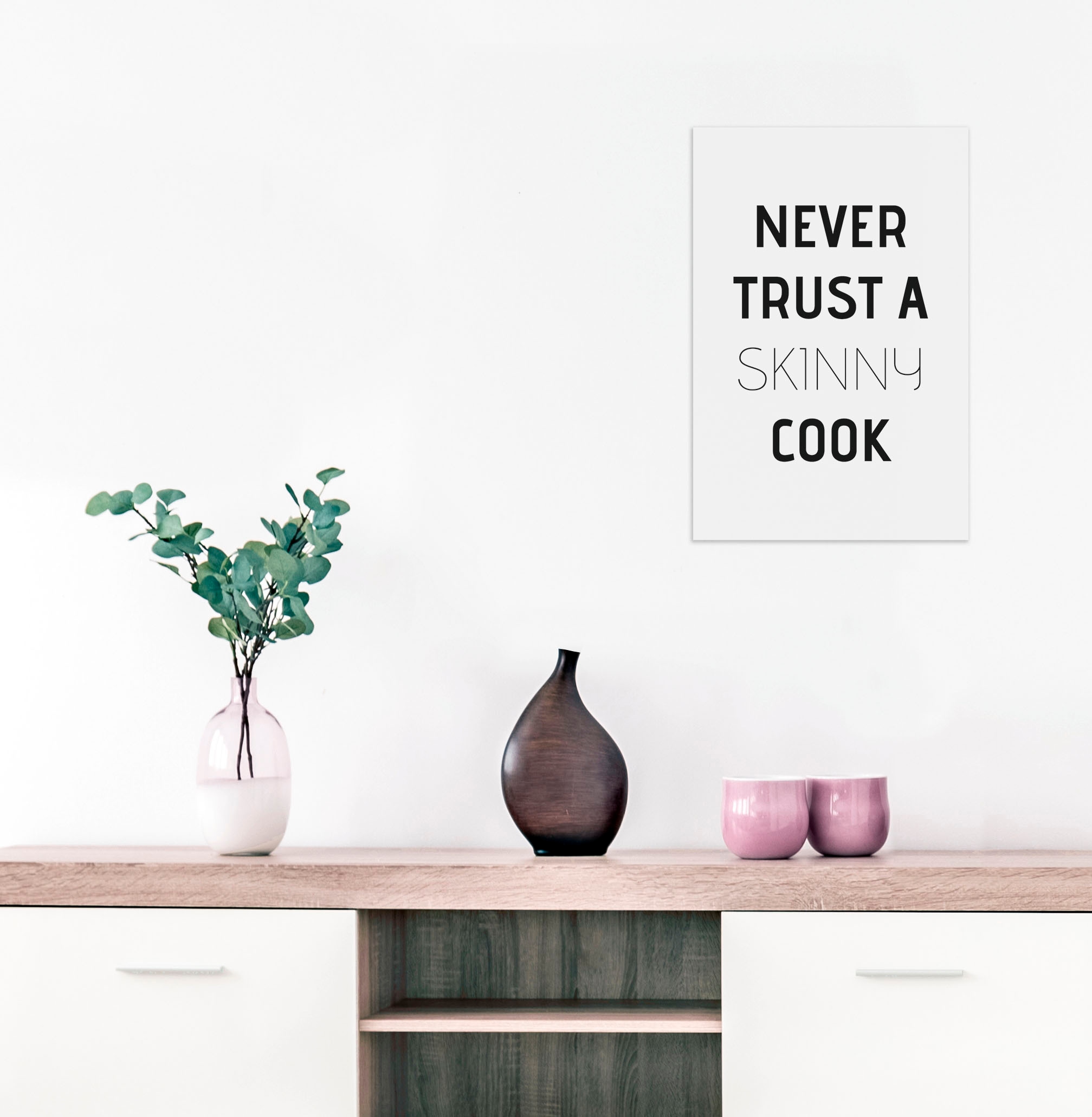 queence Wanddekoobjekt »Never trust a skinny cook«, Stahlschild, Blechschild, Spruch, Witzig, Wanddeko, retro, 20x30cm
