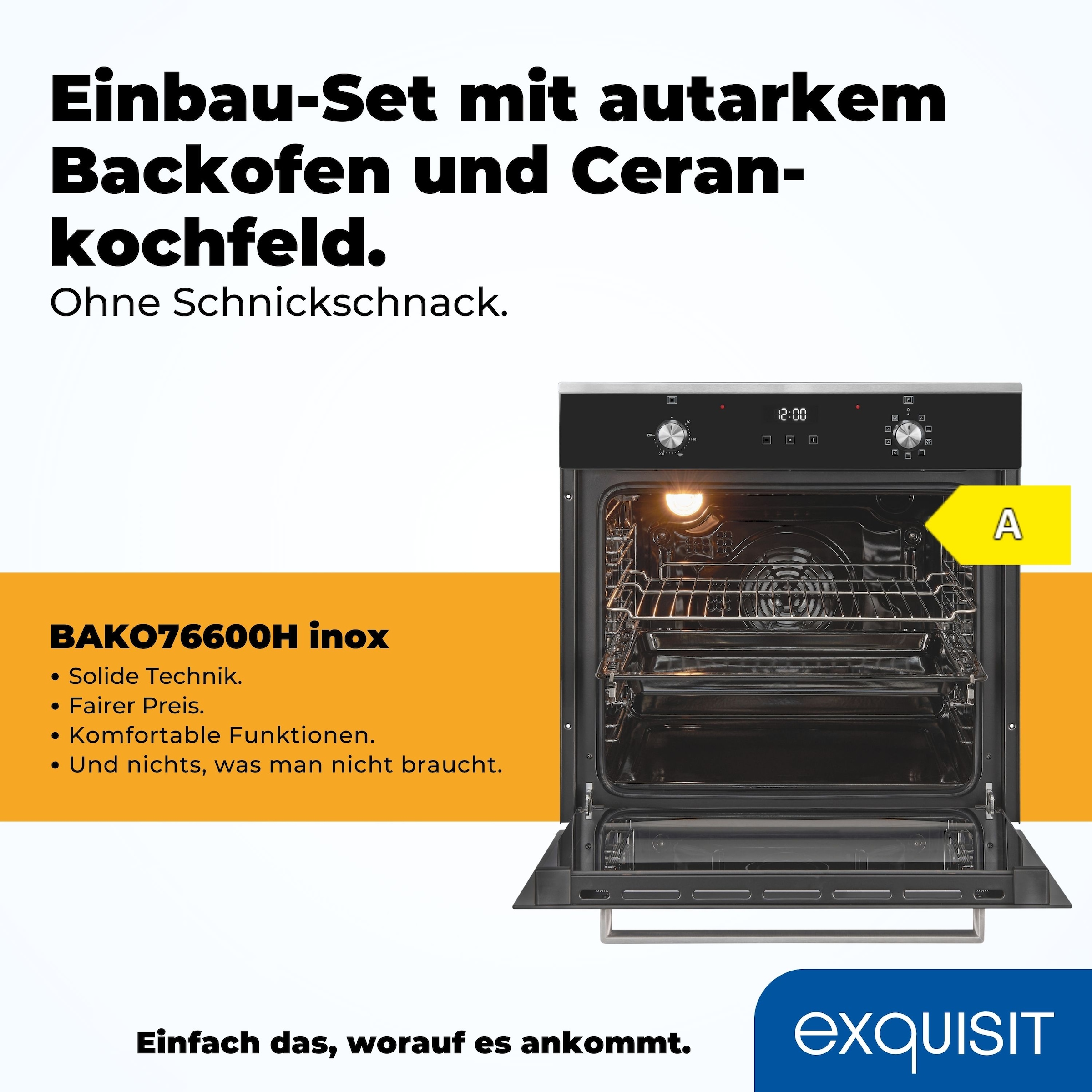 exquisit Backofen-Set »BAKO76600H inox«, Kühlventilator