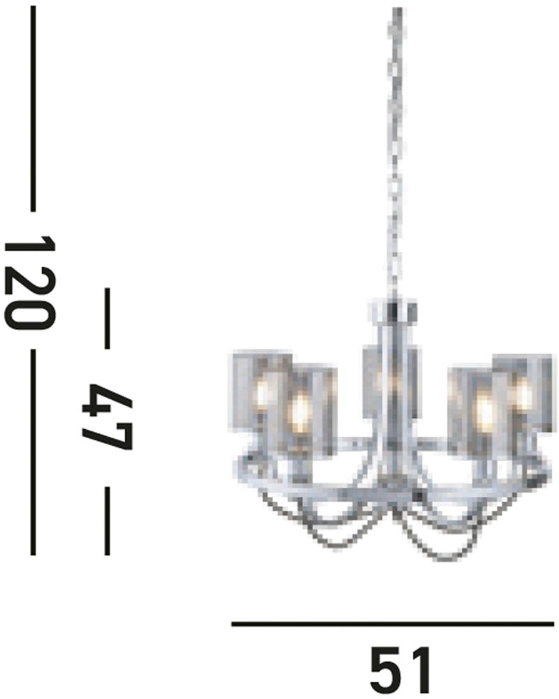 Searchlight Hängeleuchte »Hängeleuchte Catalina, 5-flammig«, 5 flammig, Leuchtmittel E14 | ohne Leuchtmittel, Rauchglas-Optik