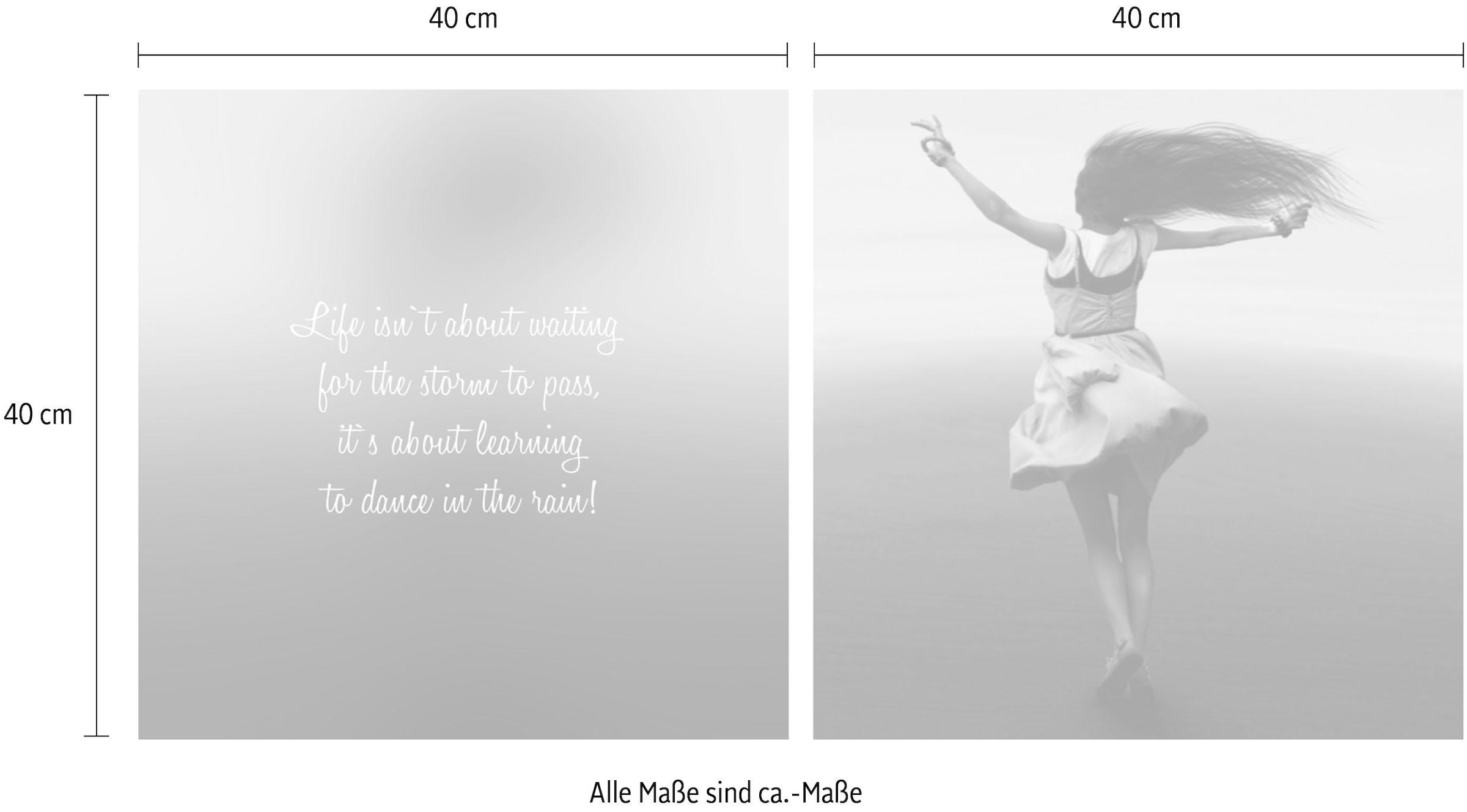 queence Leinwandbild »Dance«, Foto-Menschen-Kunst-Modern-Spa-Spa Bilder-Sprüche-Sprüche & Texte-Schriftzug-Schriftzüge-Kind, (Set), Premium-Leinwandstoff, Handarbeit aus Deutschland, Spruch, 2er Set