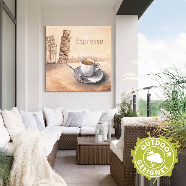 Artland Wandbild »Espresso in Pisa«, Bilder, Wandaufkleber Raten Kaffee Alubild, oder in versch. kaufen Größen Poster (1 als Leinwandbild, St.), auf