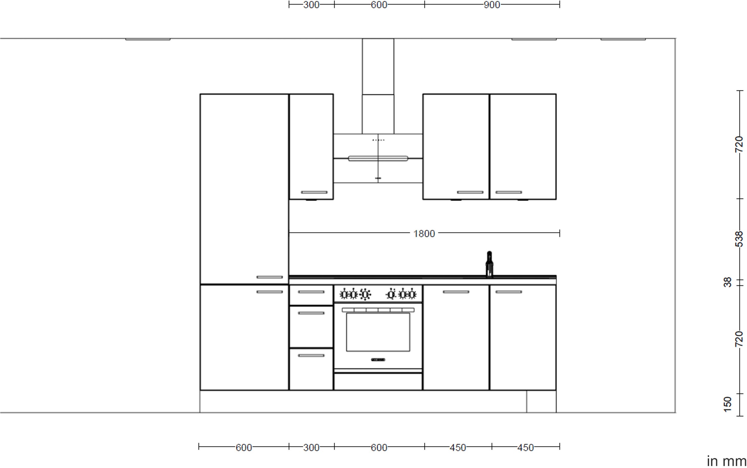 nobilia® Küchenzeile »"Laser II"«, vormontiert, Ausrichtung wählbar, Breite 240 cm, wahlw. mit E-Geräten