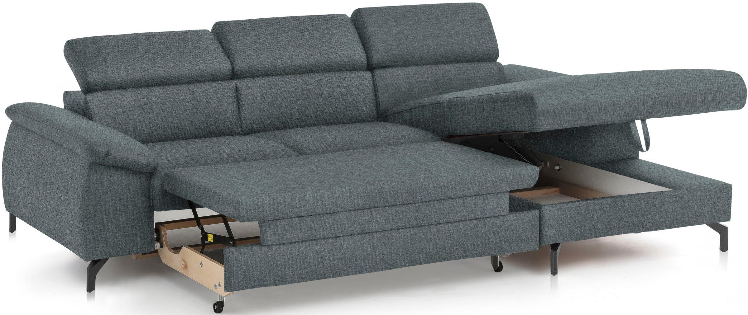 COTTA Polstergarnitur »Komaris L-Form«, (Set), Set bestehend aus: Ecksofa mit Kopfteilverstellung & Hocker