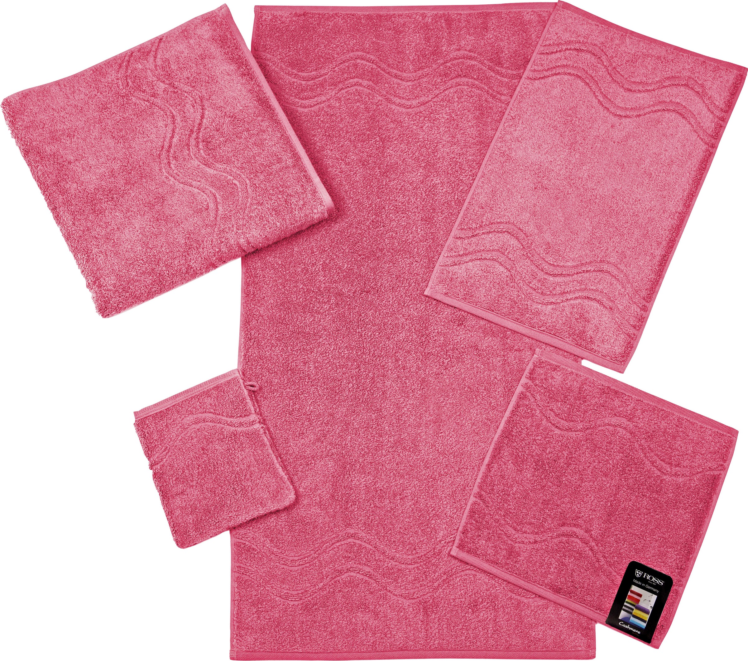 ROSS Handtuch »Cashmere feeling«, (Packung, 2 St.), 100% Baumwolle, mit Wellen-Bordüre, große Farbauswahl