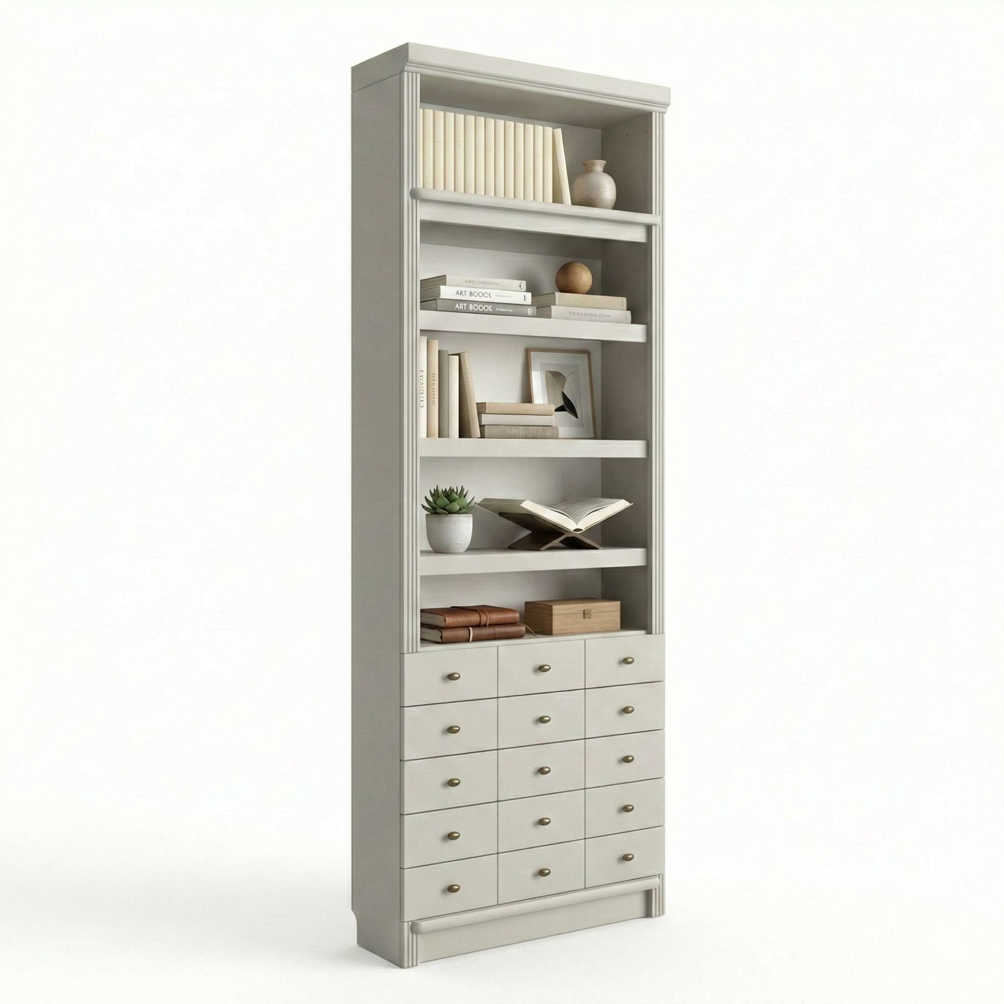 Home affaire Bücherregal »Soeren Regal mit 5 breiten Schubkästen in geteilter Optik« T/H: 80/29/220 cm, Kiefer FSC®-zertifiziert, elegante Metallgriffe