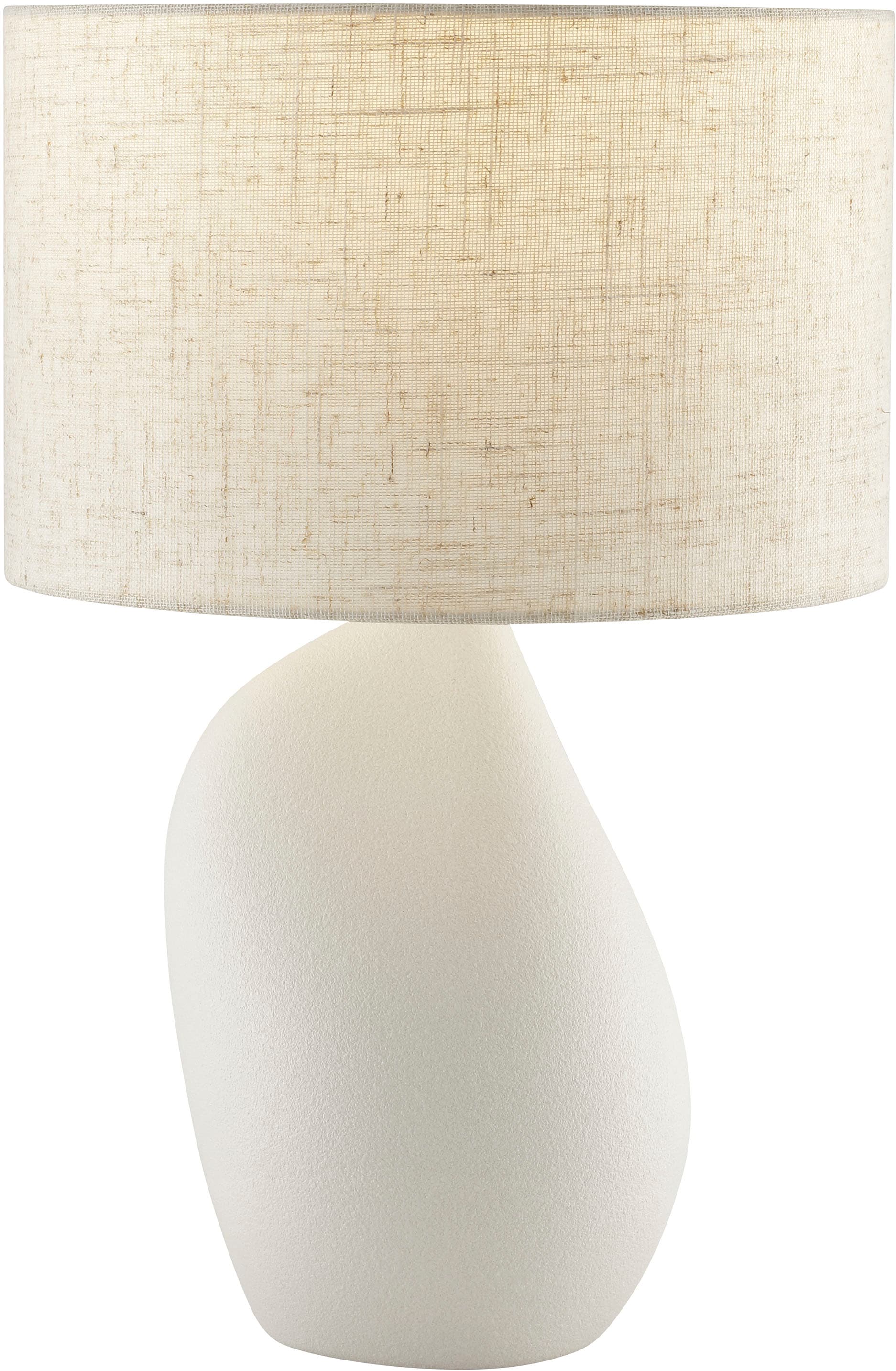 my home Tischleuchte »Stormi«, 1 flammig, Leuchtmittel E27 | ohne Leuchtmittel, Keramikfuß organische Form mit Textilschirm, 38 cm Höhe, 20 cm Ø
