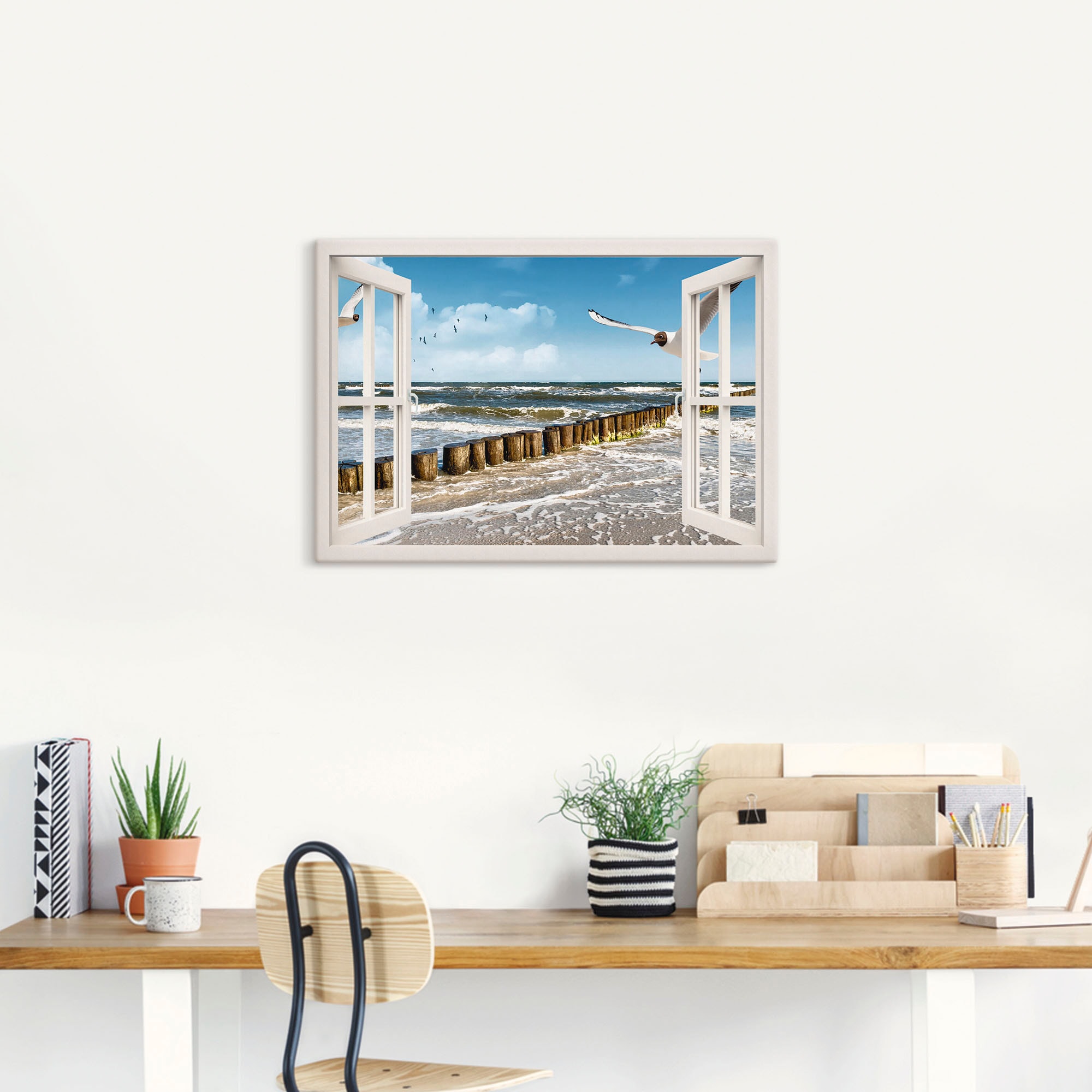 Artland Wandbild »Fensterblick - Ostsee«, Fensterblick, (1 St.), als Leinwa günstig online kaufen