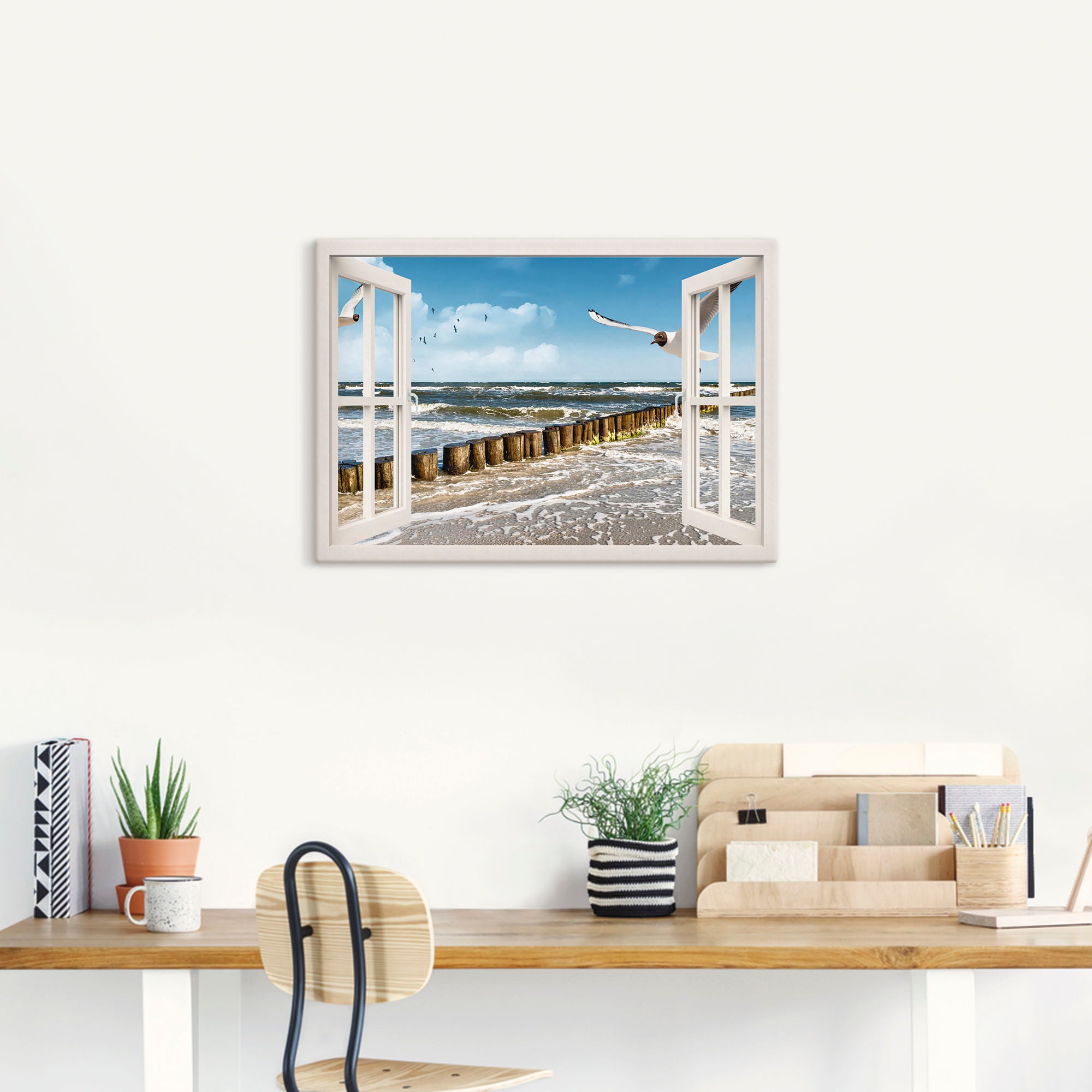 Artland Wandbild »Fensterblick - Ostsee« Fensterblick 1 Stk. tlg. als Leinw günstig online kaufen