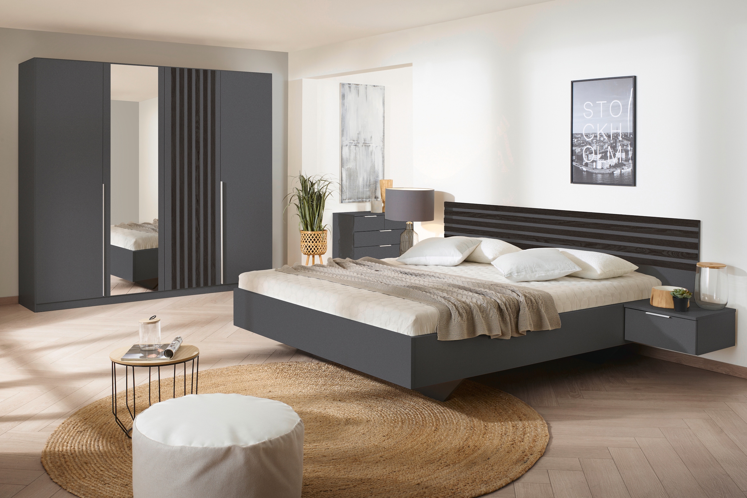 rauch Drehtürenschrank »Kleiderschrank Schrank Garderobe Garderobenschrank LAMELLA«, elegante Lamellen-Auflage in 3D Akustikpaneel Optik MADE IN GERMANY