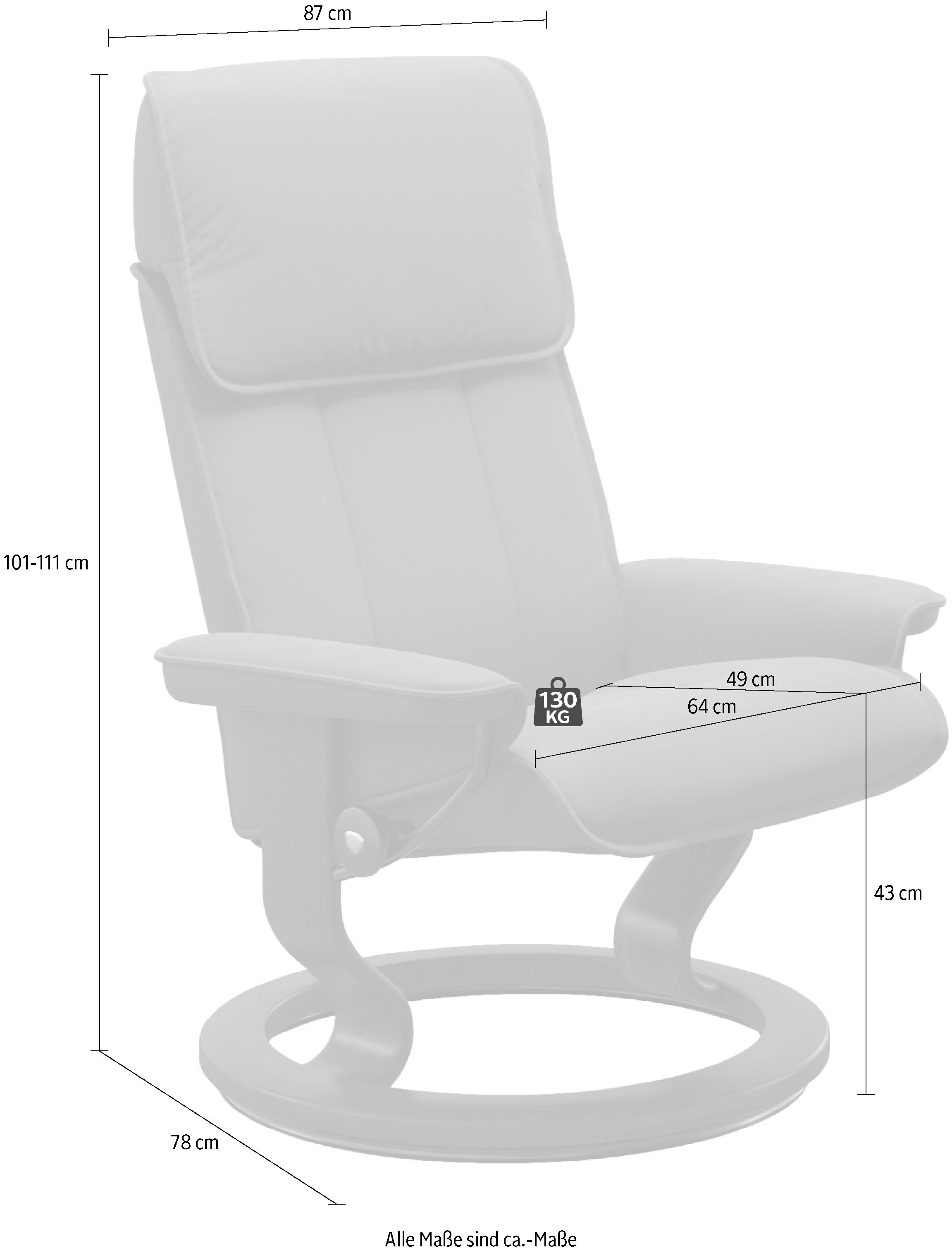 Stressless® Relaxsessel »Admiral«, mit Classic Base, Größe M & L, Gestell Wenge
