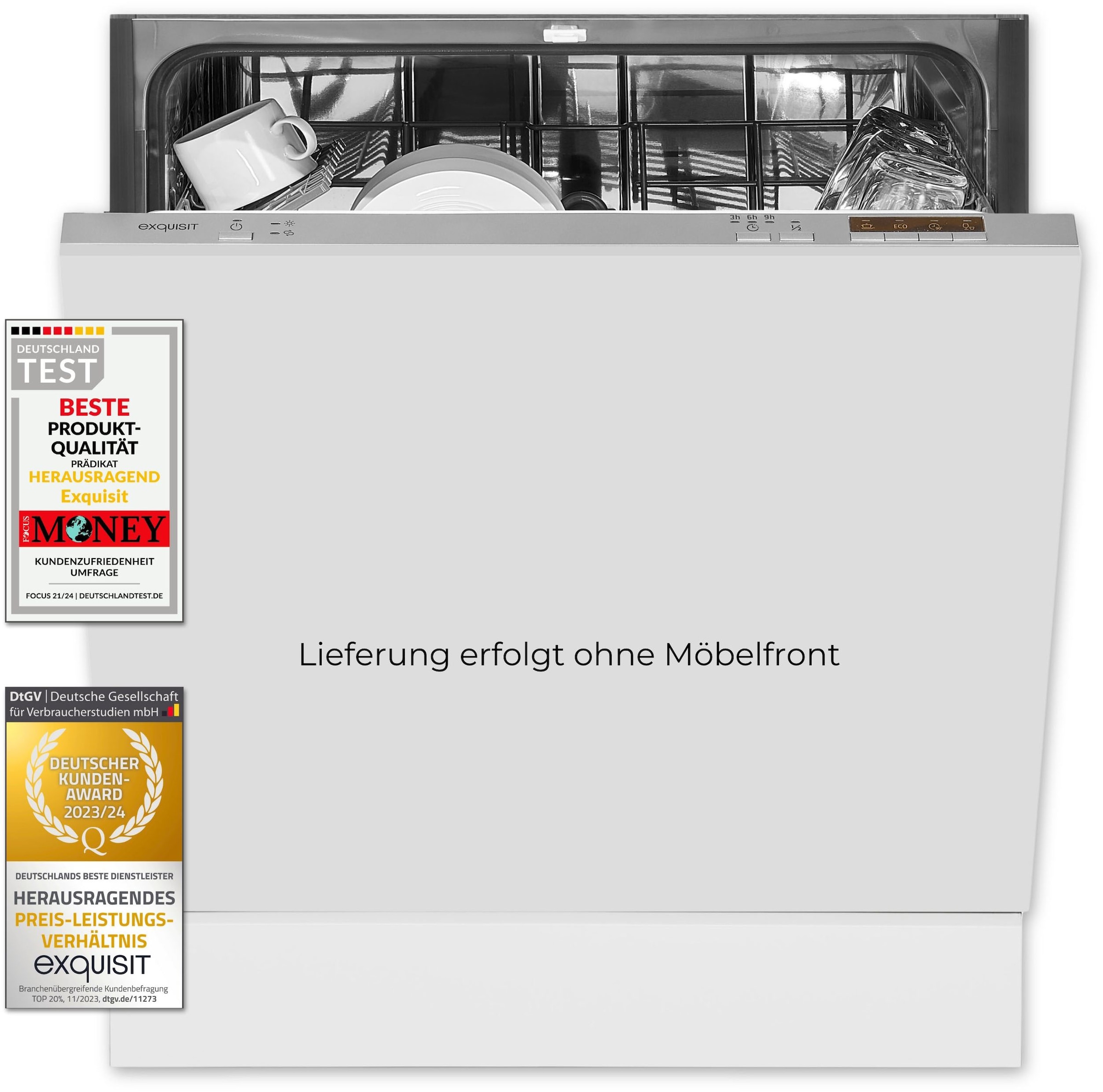exquisit vollintegrierbarer Geschirrspüler »EGSP6012-E-030E silber«, 12 Maßgedecke