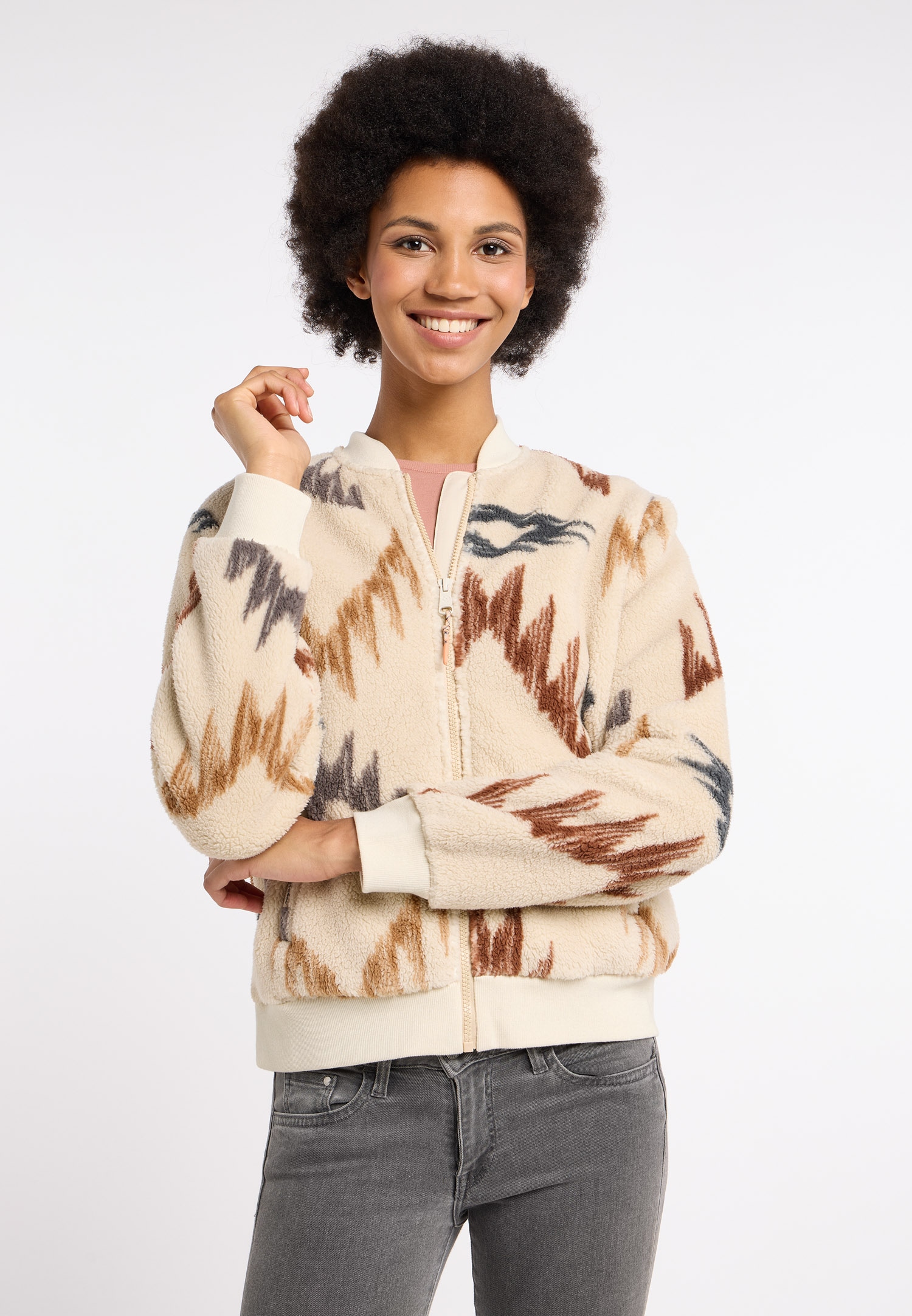 Ragwear Sweatjacke »CAIRRO AZTEC«, aus weichem Teddy Plüsch und Allover Azteken Muster