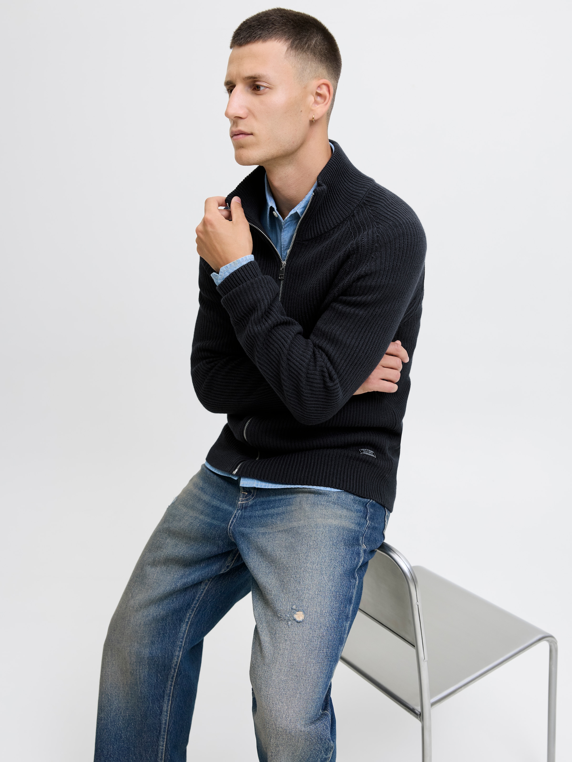 Jack & Jones Strickjacke »JJPANNEL KNIT ZIP CARDIGAN AW25«