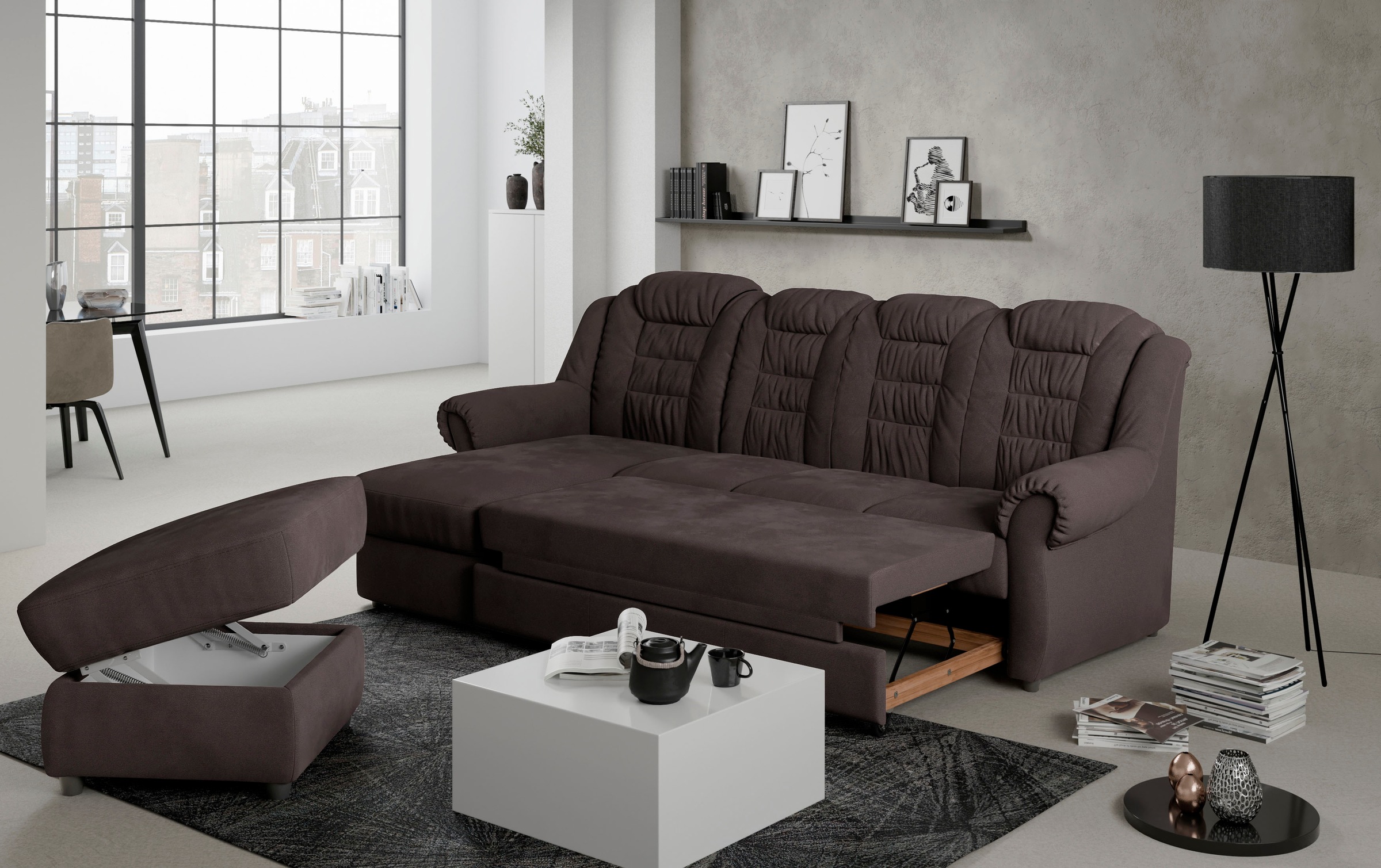 Home affaire Ecksofa »Boston L-Form«, mit hoher Rückenlehne, wahlweise mit günstig online kaufen