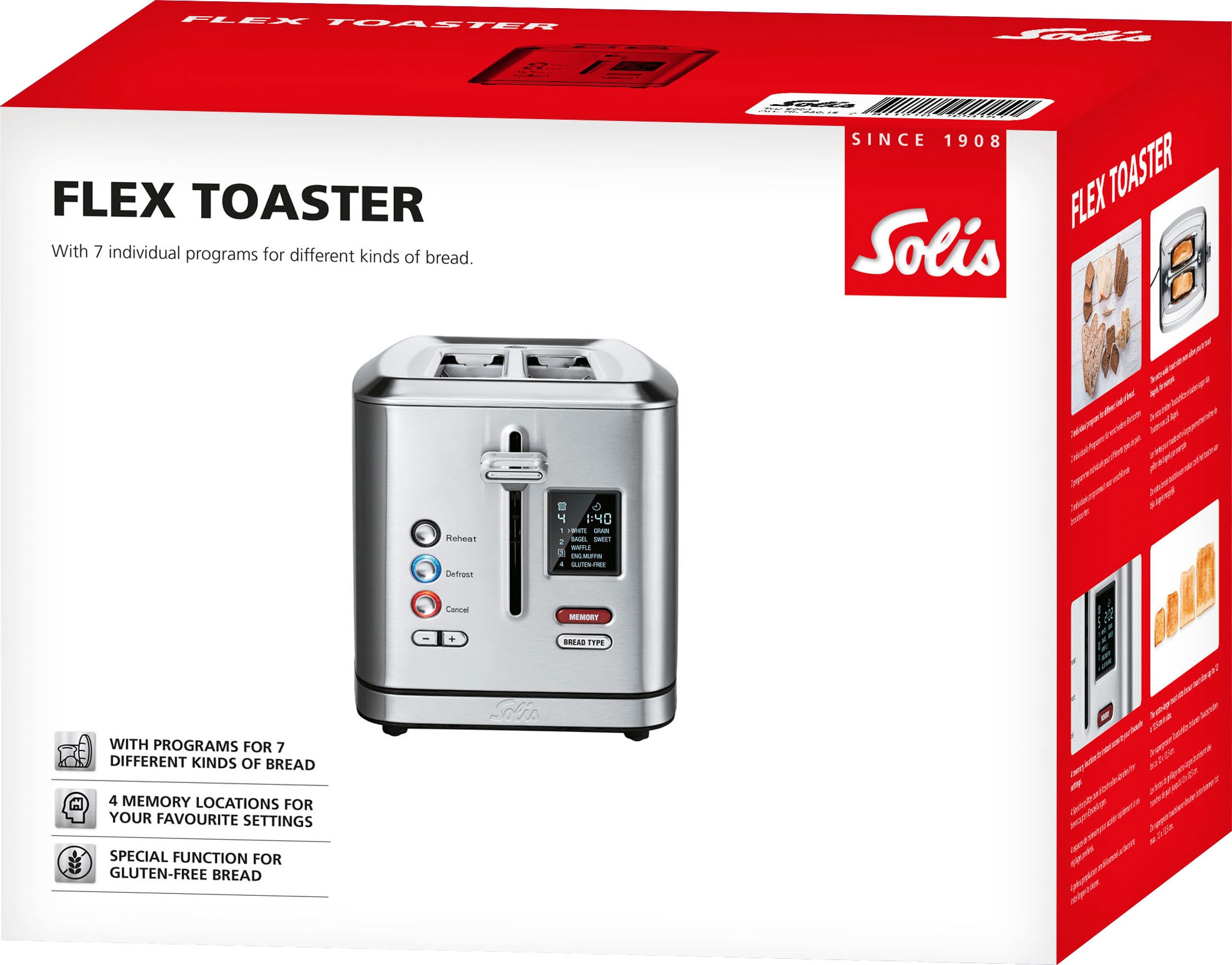 SOLIS OF SWITZERLAND Toaster »Flex Toaster«, 2 Schlitze, für 2 Scheiben, 950 W