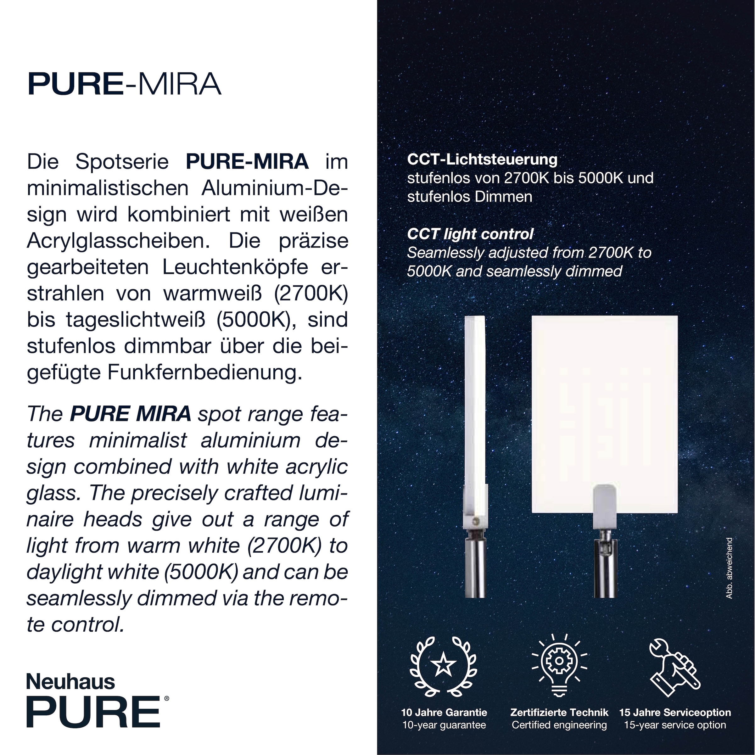 Neuhaus PURE LED Wandleuchte »PURE Mira« LED-Board 1 Stk. warmweiß - kaltweiß Dimmbar, CCT, Wippschalter, Fernbedienung, beweglich