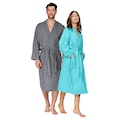 my home Unisex-Bademantel »Travel«, (1 St.), für Damen & Herren, mit Kimono-Kragen, leichte Qualität - ideal für jede Reise, reine Baumwolle, langer Bademantel für Mann & Frau