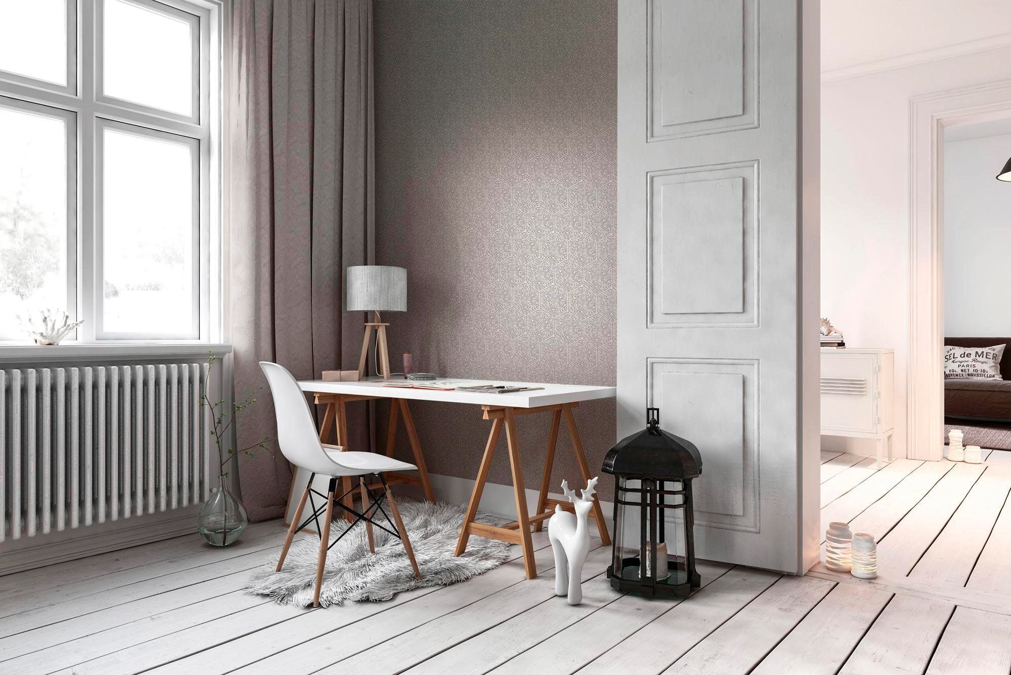 living walls Textiltapete »Di Seta«, geometrisch-grafisch-Motiv, Grafik Tapete einfarbig Tapeten Wohnzimmer Schlafzimmer Küche Design