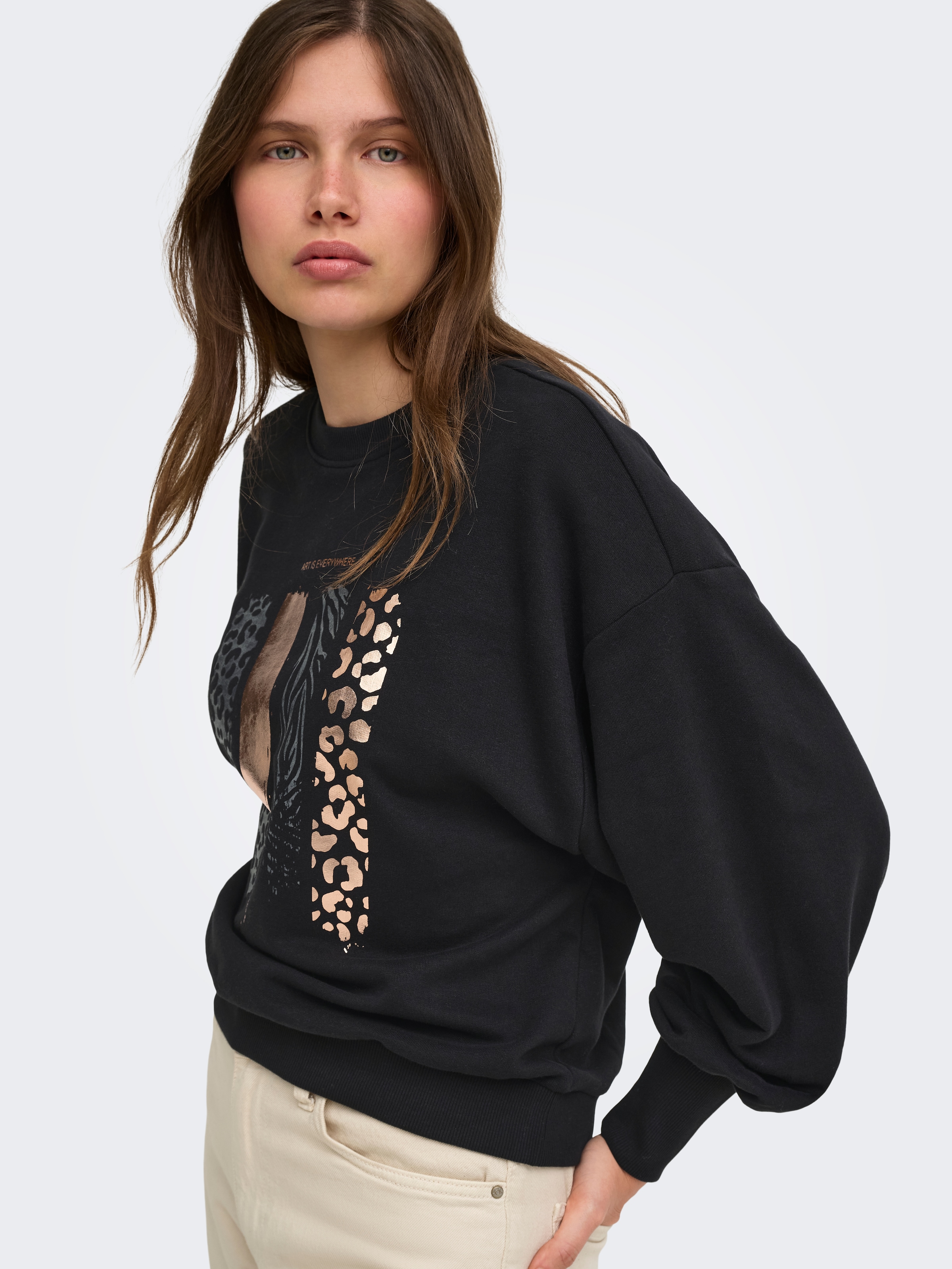 ONLY Sweatshirt »ONLBROOKY L/S PRINT UB CS SWT«, Baumwollmischung, regular fit
