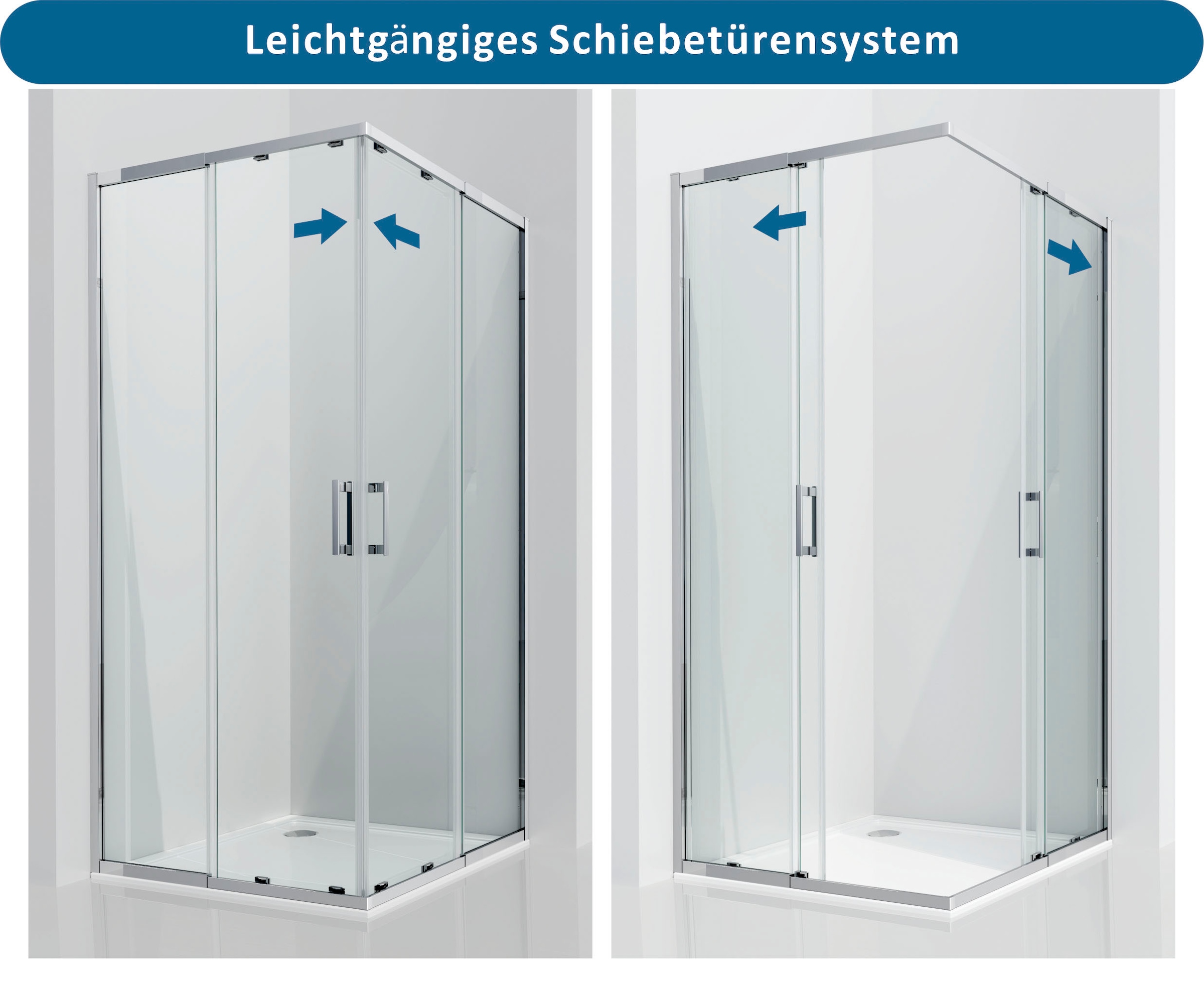 welltime Eckdusche »Trento Slimline« Verstellbereich 80-90cm, 5mm ESG, verbessertes Rollensystem