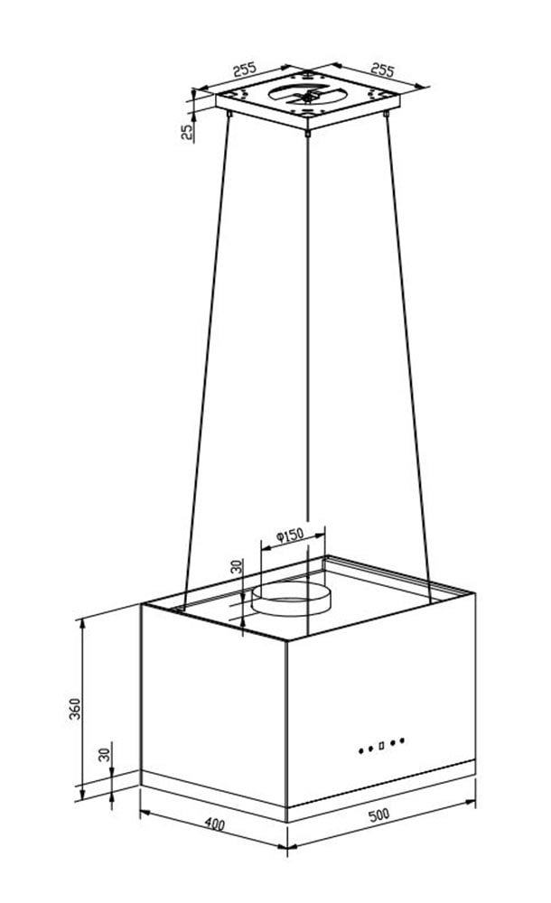 RESPEKTA Inselhaube »CH 11050«, 50 cm, Umluft, 3 Leistungsstufen, LED-Beleuchtung, Fernbedienung