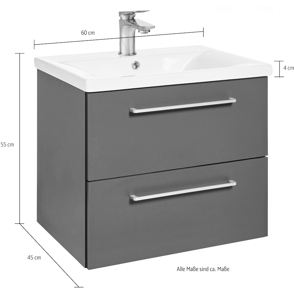 welltime Waschtisch »Kent Badezimmerschrank Hängeschrank Bad WC mit Waschbecken«